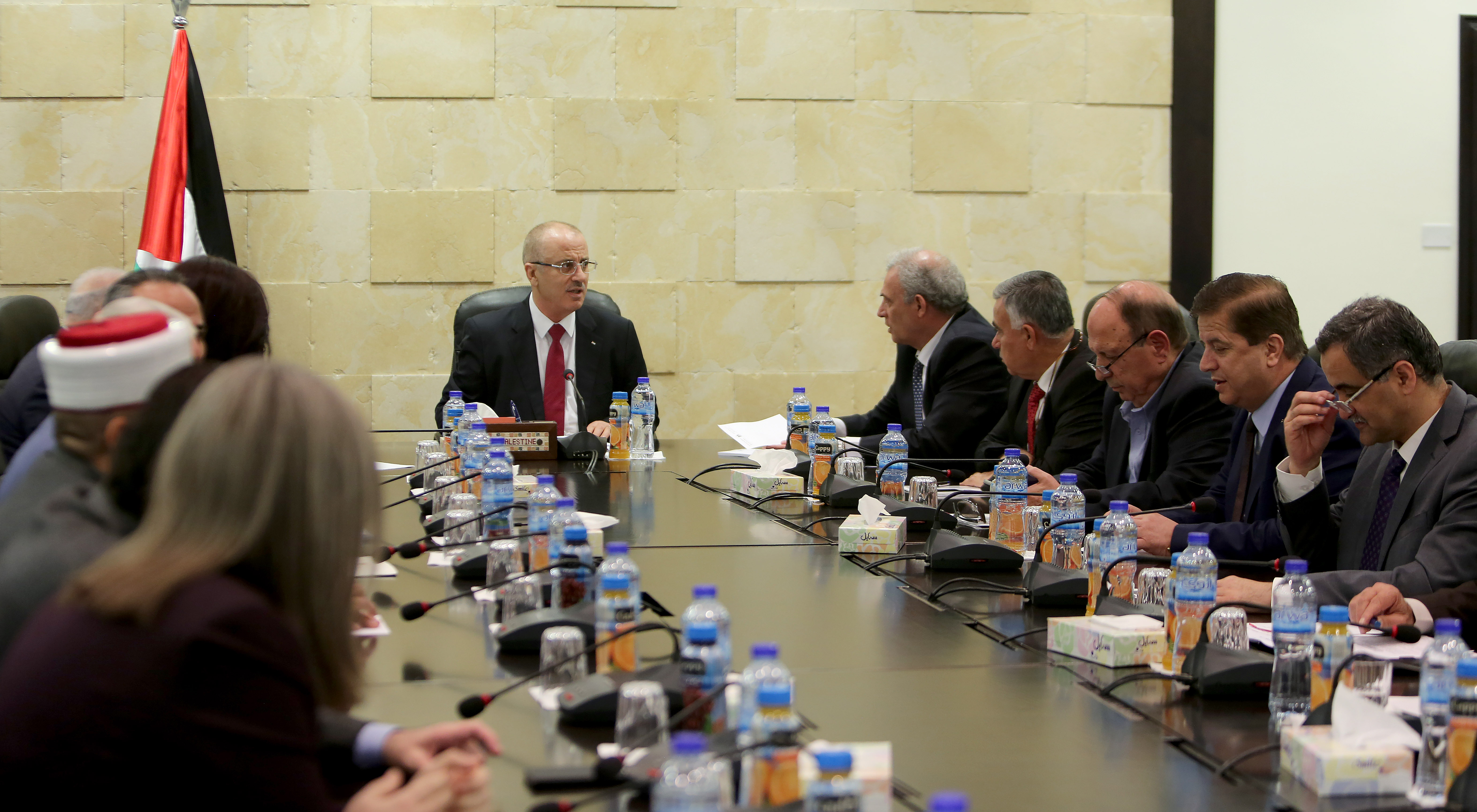 The Palestinian Cabinet during an urgent session