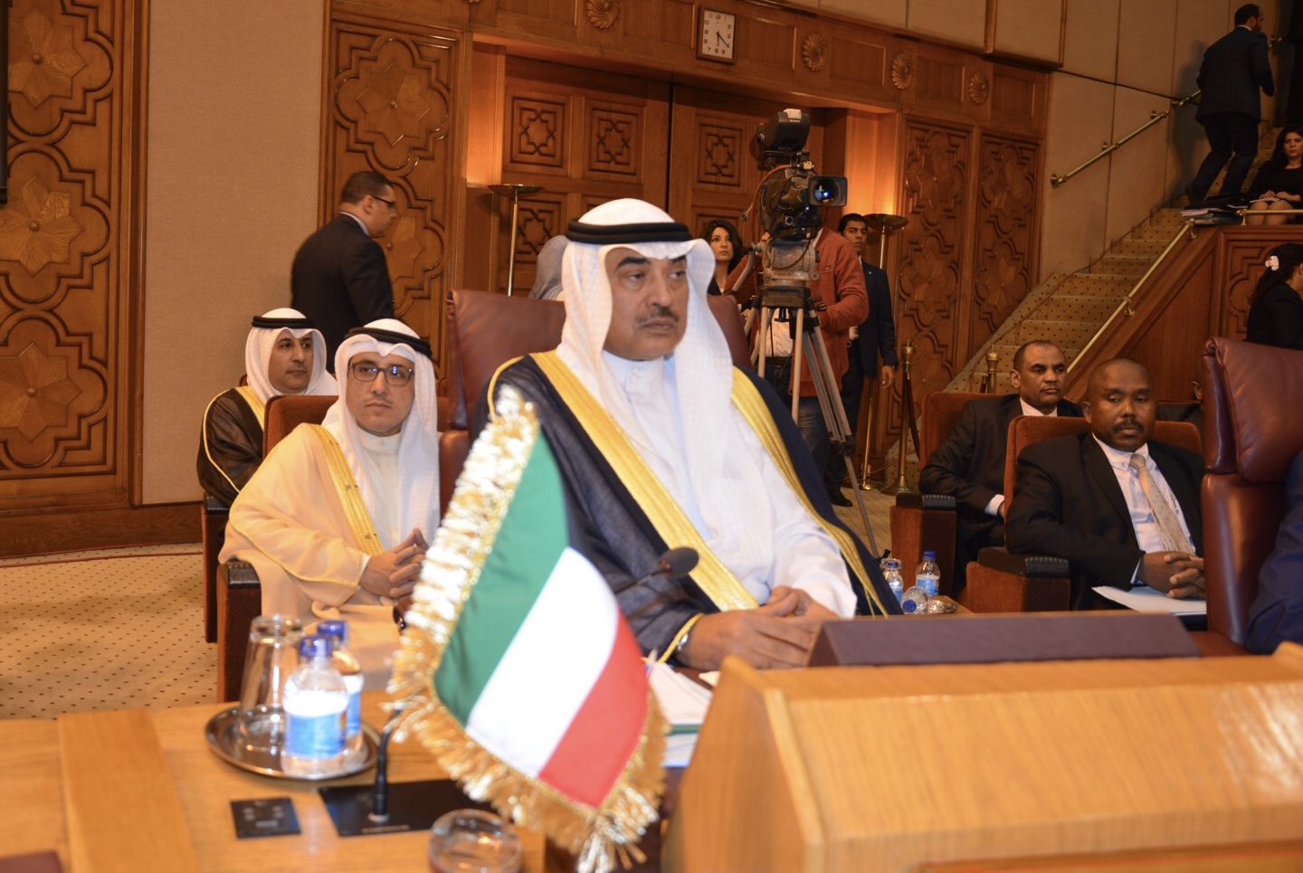 First Deputy Prime Minister and Foreign Minister Sheikh Sabah Khaled Al-Hamad Al-Sabah during an emergency meeting of Arab Foreign Ministers