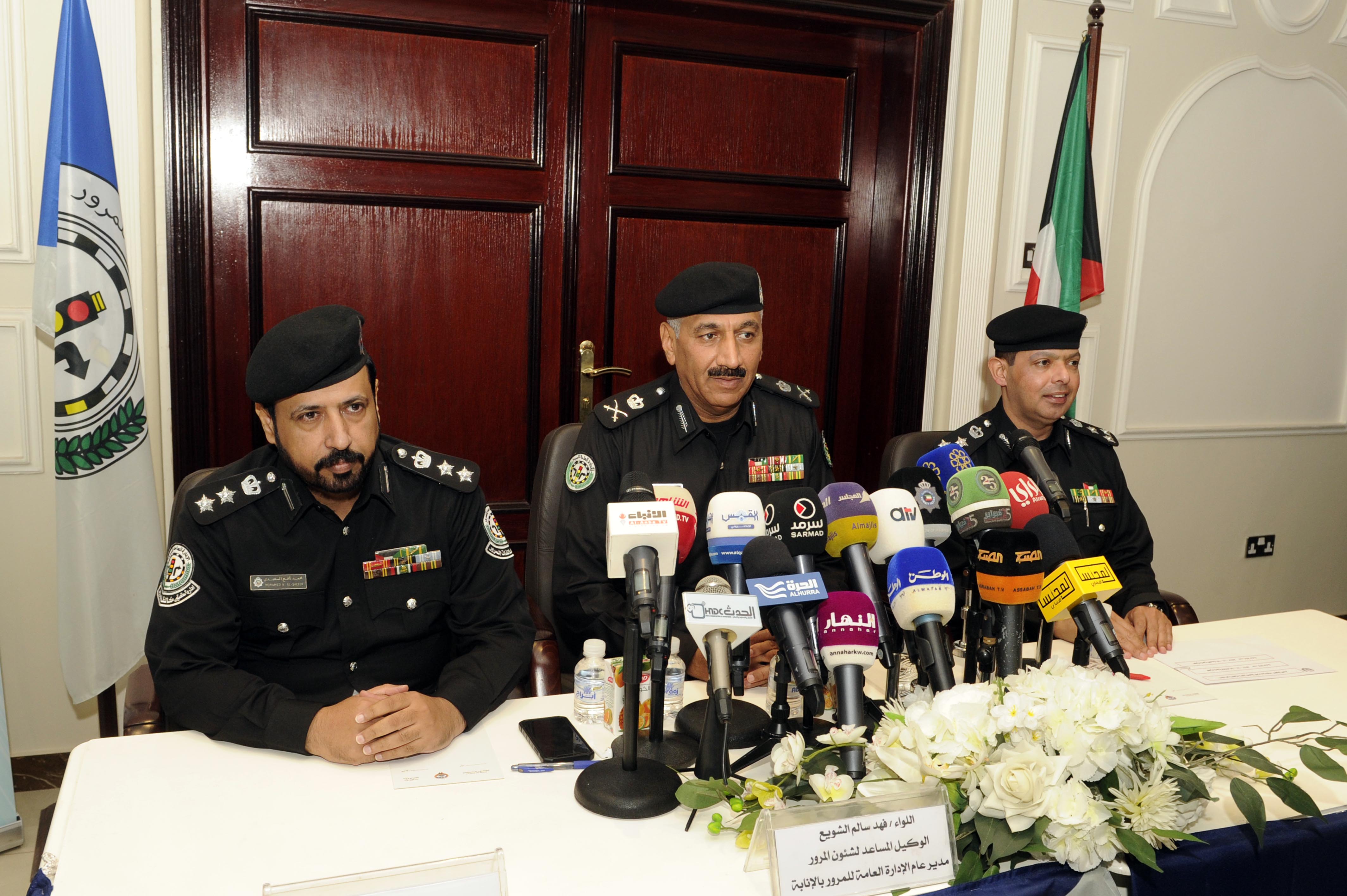 Assistant Undersecretary for Traffic Affairs Major General Fahad Al-Shuwaie during a press conference