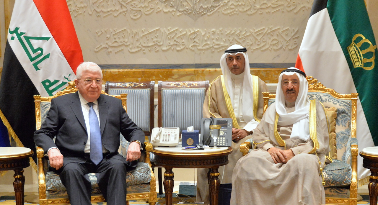 His Highness the Amir Sheikh Sabah Al-Ahmad Al-Jaber Al-Sabah received the visiting Iraqi President Fuad Masum attended by His Highness the Crown Prince Sheikh Nawaf