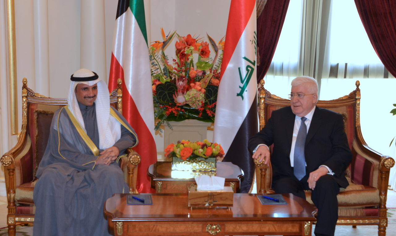 Visiting Iraqi President Fuad Masum received at his residence  National Assembly Speaker Marzouq Al-Ghanim