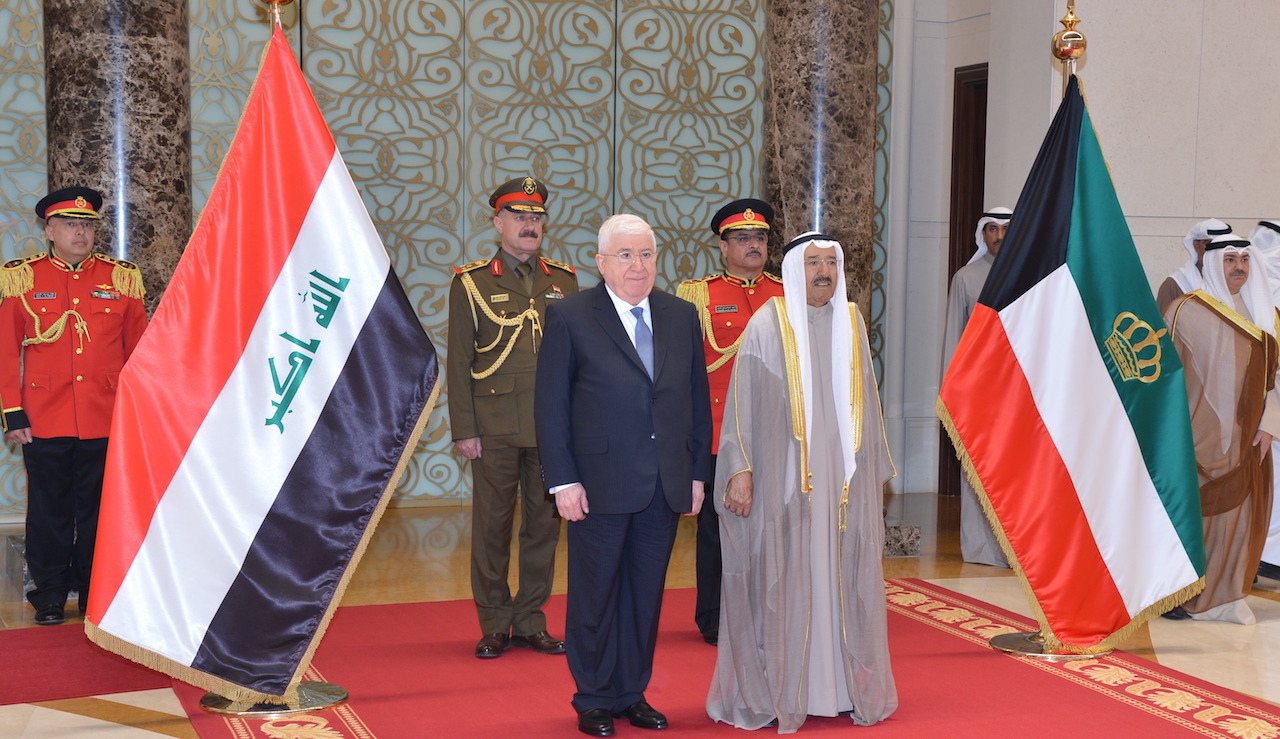 Visiting Iraqi President Fuad Masum was received at Kuwait international airport by His Highness the Amir Sheikh Sabah Al-Ahmad Al-Jaber Al-Sabah