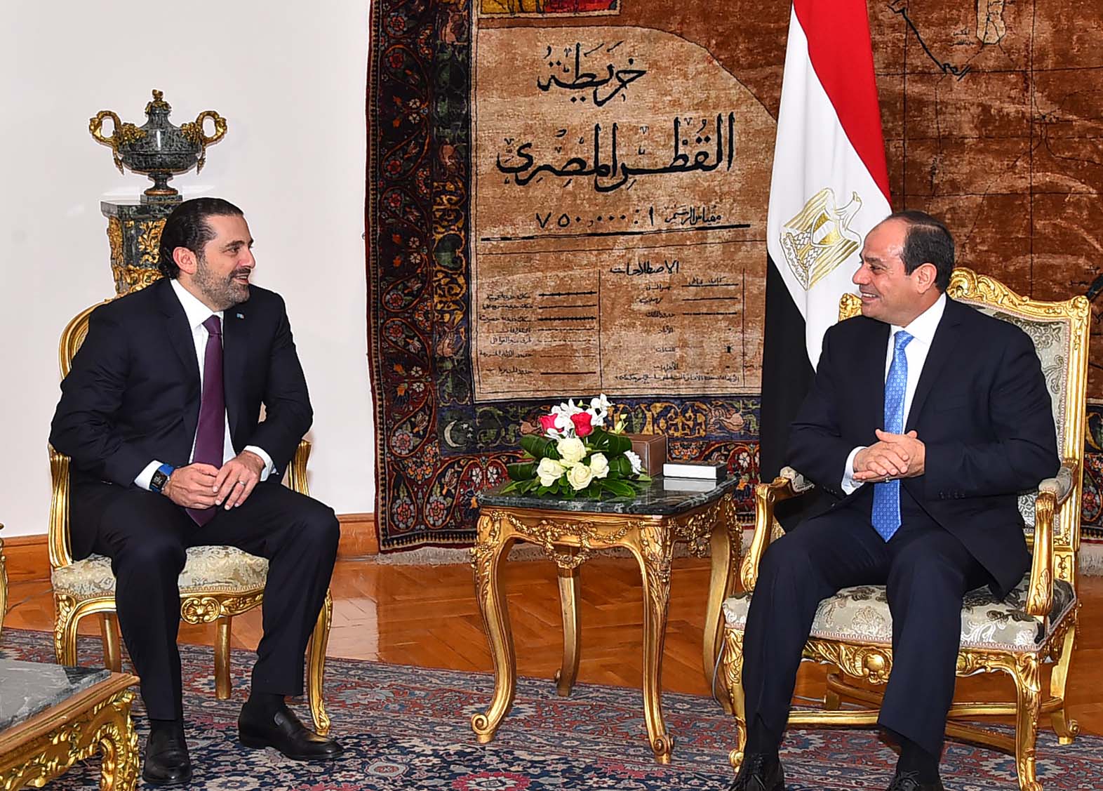 الرئيس المصري عبدالفتاح السيسي خلال لقائه مع سعد الحريري