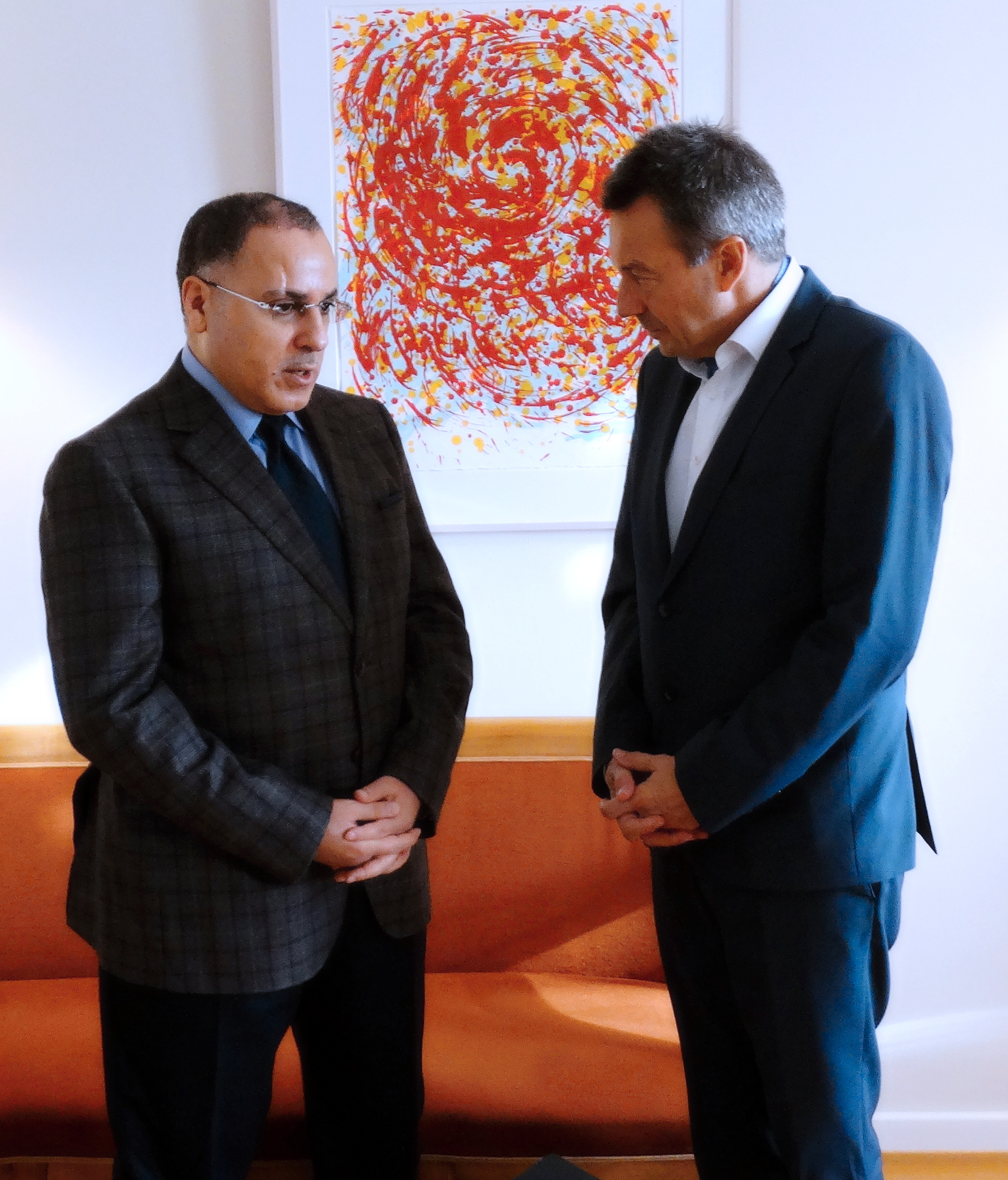President of the International Committee of the Red Cross (ICRC) Peter Maurer during his meeting with Ambassador Jamal Al-Ghunaim
