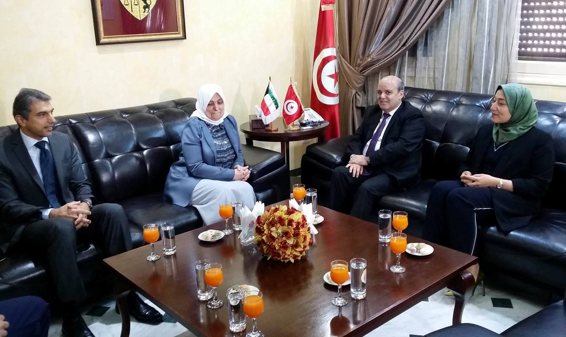 Minister of Social Affairs and Labor Hind Al-Sabeeh holds talks with Tunisian Minister of Employment and Vocational Training Fawzi bin Abdulrahman