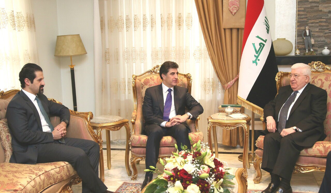 Iraqi President Fuad Ma'sum meets with KRG Prime Minister Nechirvan Idris Barzani and Deputy Prime Minister Qubad Talabani