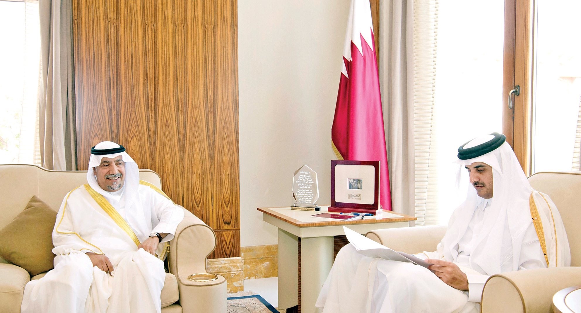 Qatari Amir Sheikh Tamim Bin Hamad Al-Thani receives Kuwaiti Ambassador to Qatar Hafeeth Al-Ajami