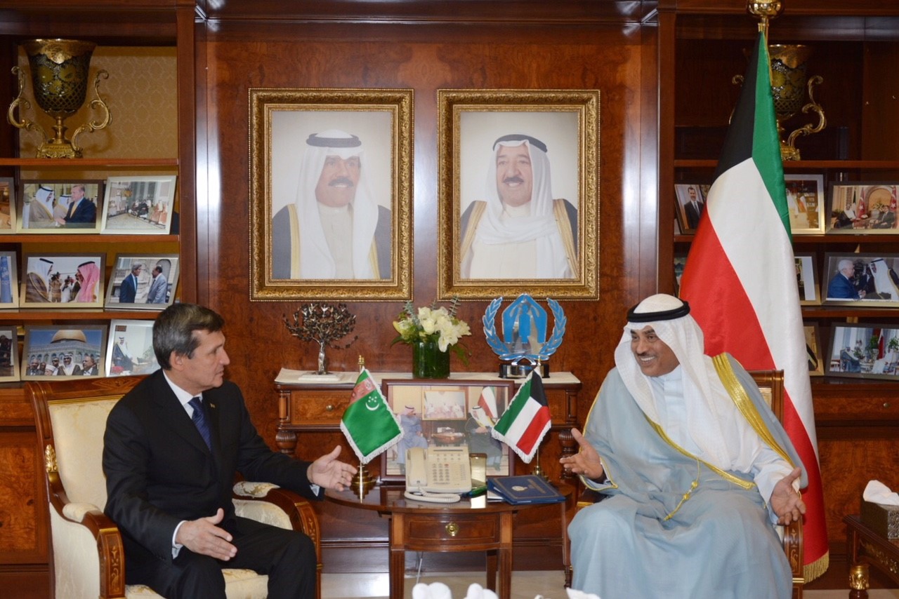 First Deputy Prime Minister and Foreign Minister, Sheikh Sabah Al-Khaled Al-Hamad Al-Sabah meets with Turkmen Minister of Foreign Affairs Rashid Meredov