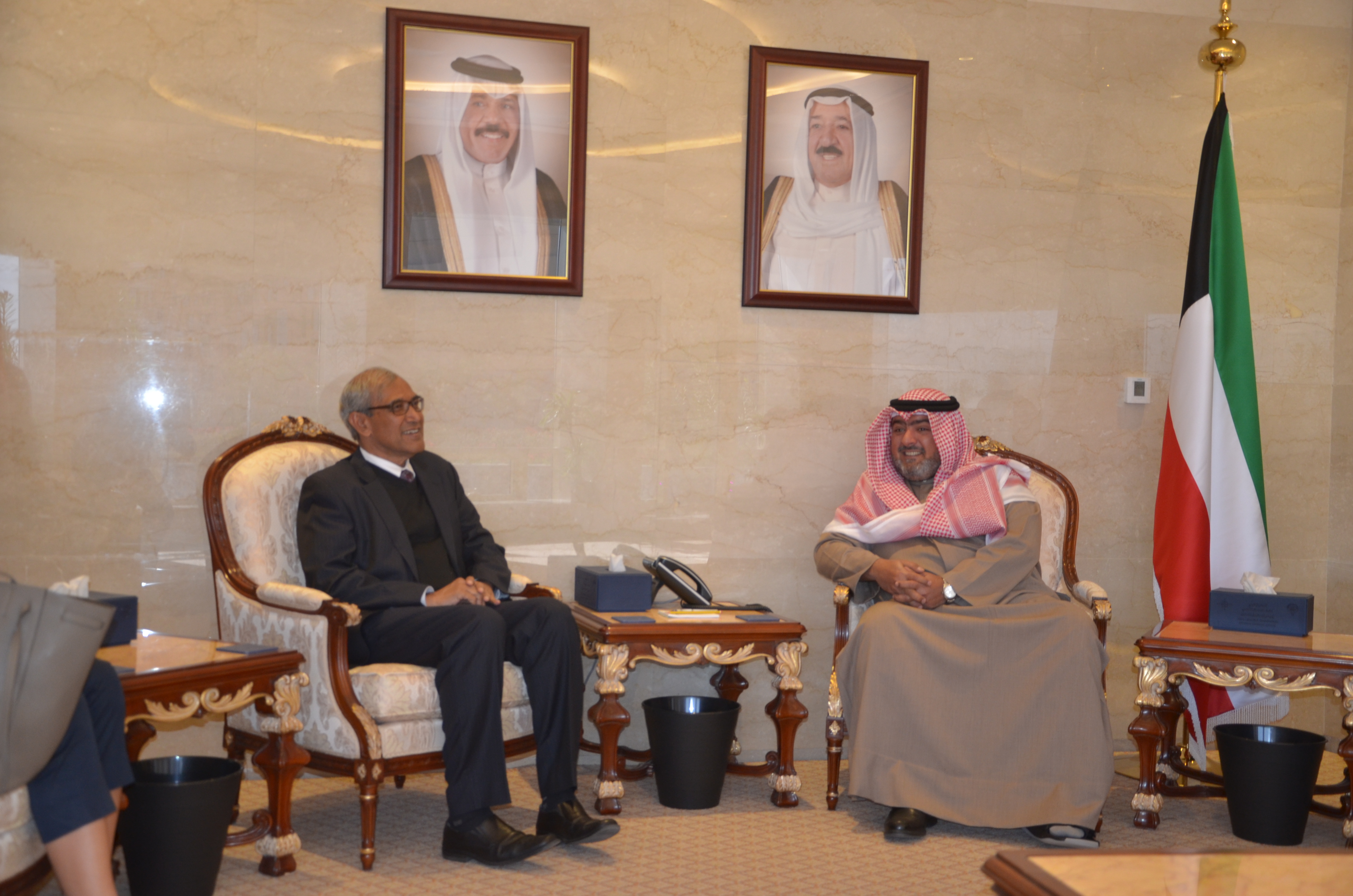 The National Security Bureau's Chairman Sheikh Thamer Al-Ali Al-Sabah meets with Singaporean non-resident Ambassador to Kuwait Zainul Abidin Rasheed