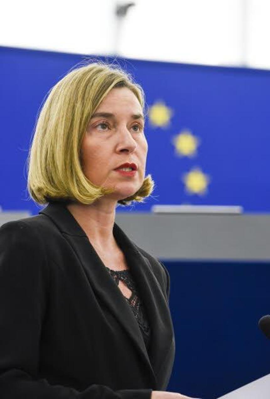 EU High Representative Federica Mogherini speaking in the European Parliament