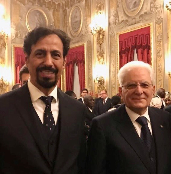 Italian President Sergio Mattarella with the Kuwait Ambassador to Italy Sheikh Ali Al-Khaled Al-Sabah