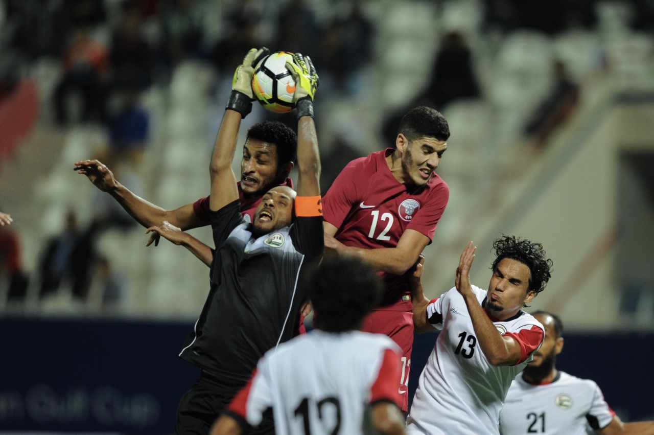 جانب من الشوط الاول لمباراة قطر و اليمن ضمن بطولة كأس الخليج العربي لكرة القدم (خليجي 23)