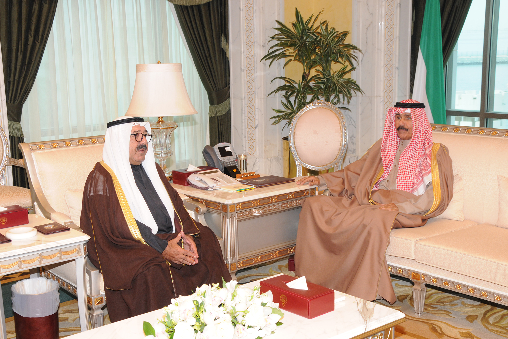 His Highness the Crown Prince Sheikh Nawaf Al-Ahmad Al-Jaber Al-Sabah met with First Deputy Prime Minister and Defense Minister Sheikh Nasser Al-Ahmad Al-Sabah