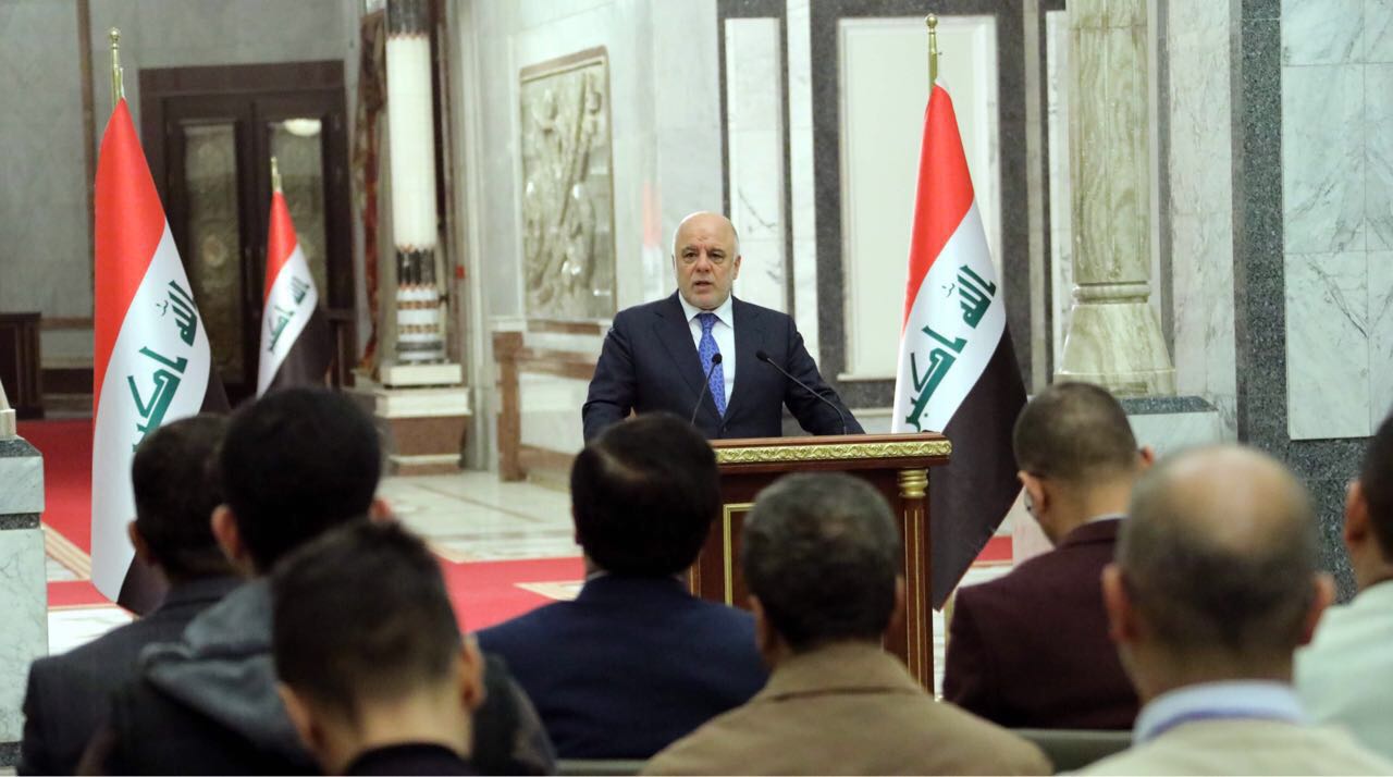 Iraqi Prime Minister Haidar Al-Abadi during a news conference