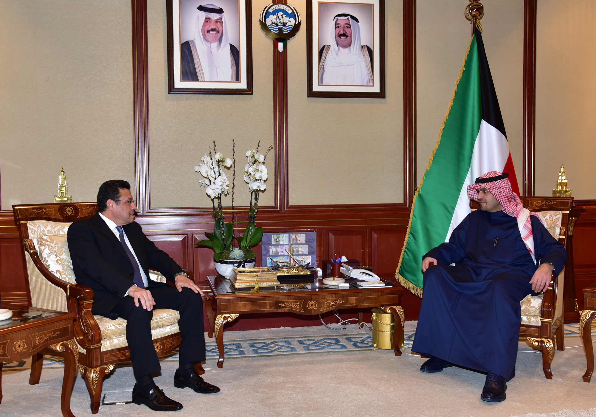 Kuwaiti Deputy Prime Minister and Minister of State for Cabinet Affairs Anas Al-Saleh met Egyptian Ambassador to Kuwait Tareq Al-Qouni