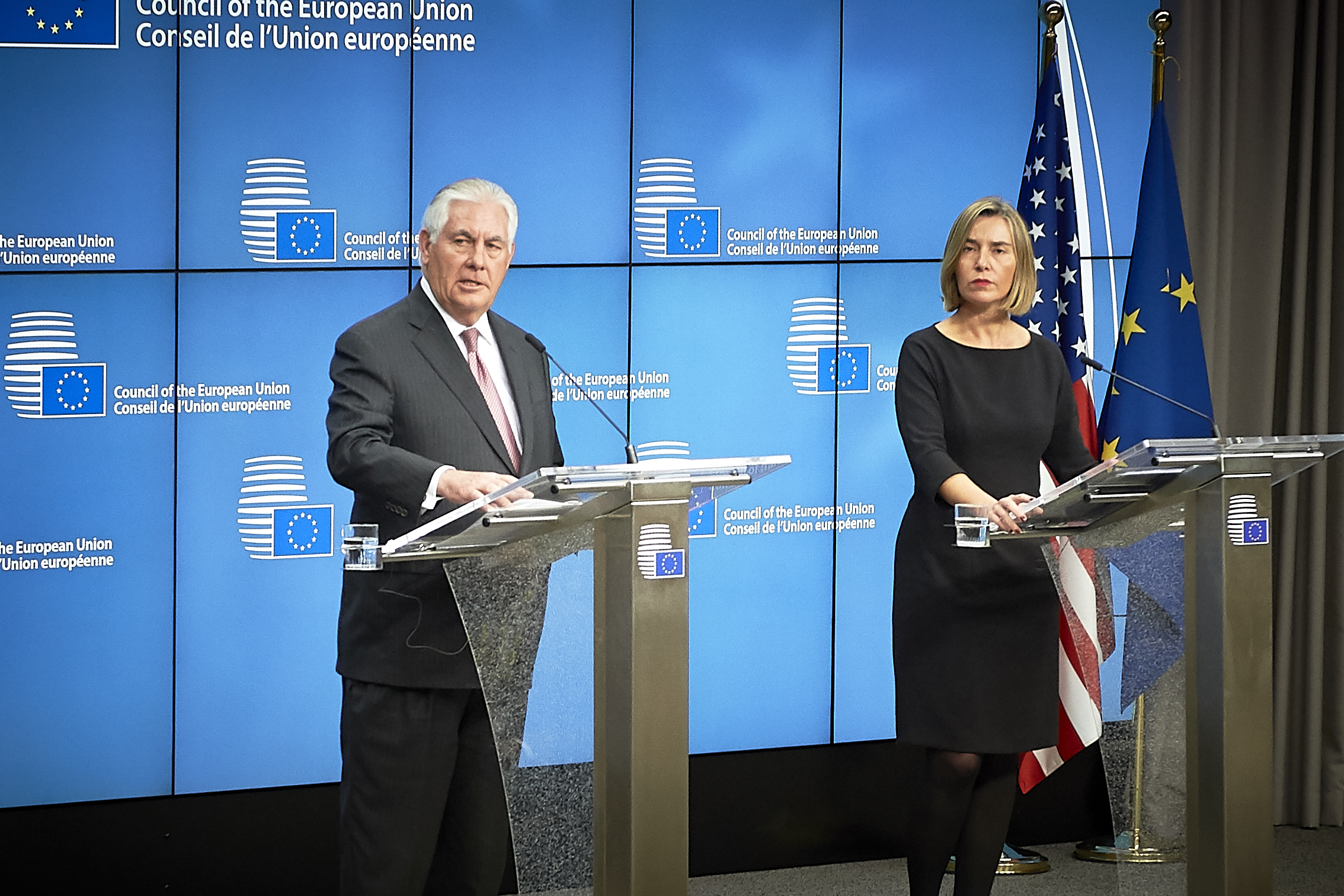 EU High Representative Federica Mogherini and the US Secretary of State Rex Tillerson