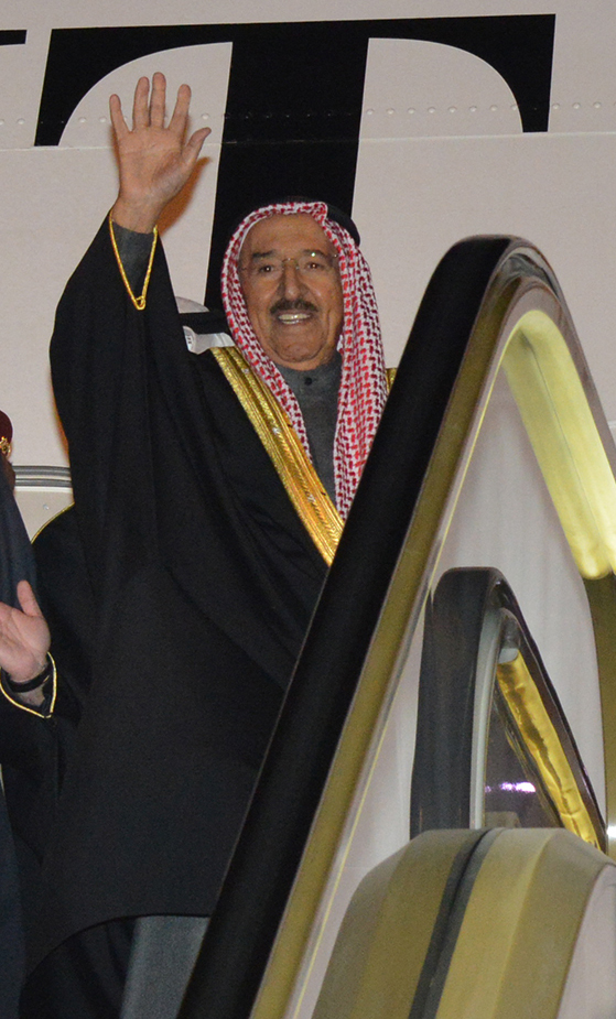His Highness the Amir Sheikh Sabah Al-Ahmad Al-Jaber Al-Sabah leaves Riyadh