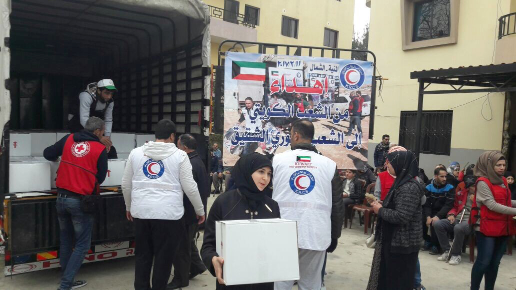 Kuwait Red Crescent Society (KRCS) delivers food rations to Syrian refugees in Lebanon
