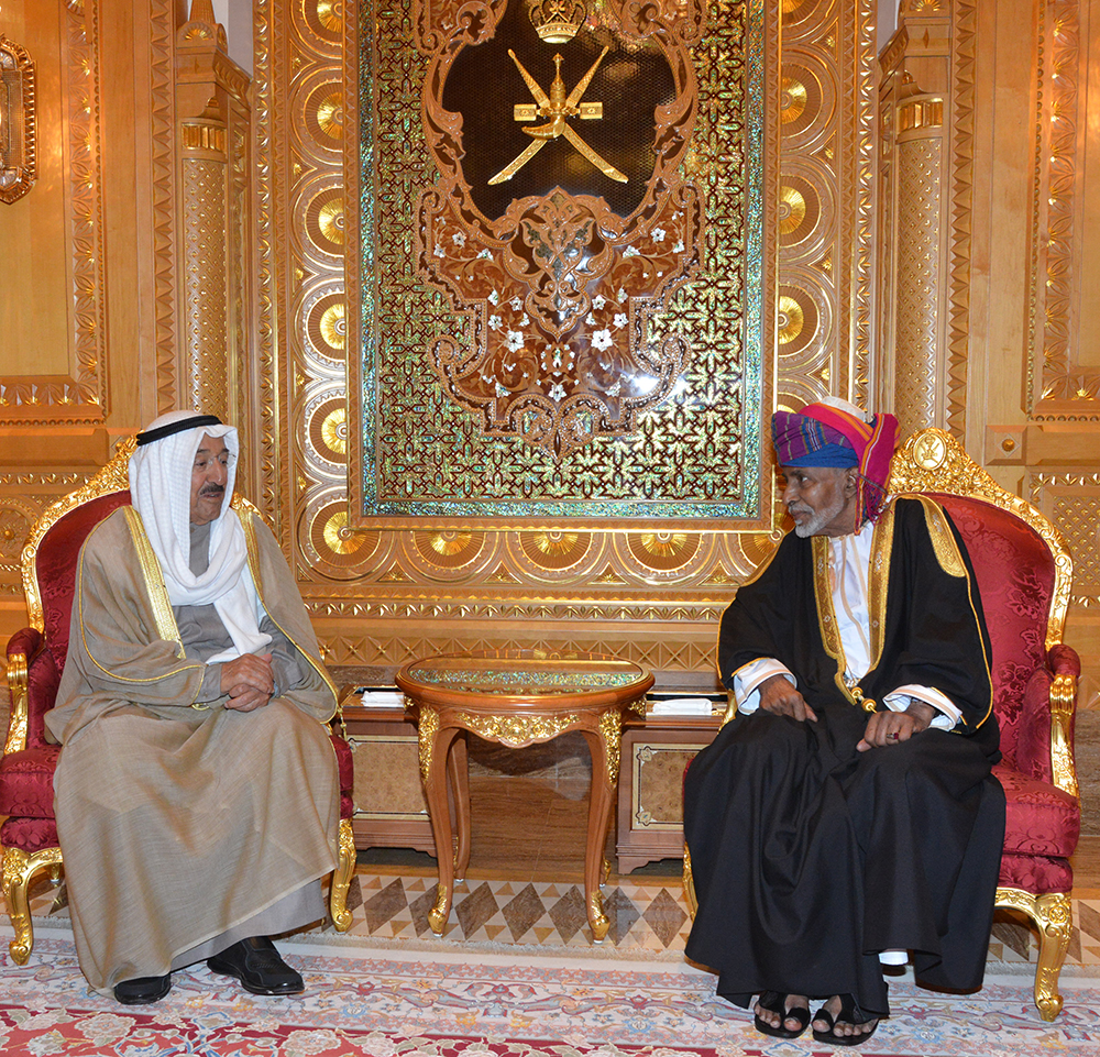 His Highness the Amir Sheikh Sabah Al-Ahmad Al-Jaber Al-Sabah with Sultan Qaboos bin Said Al-Said