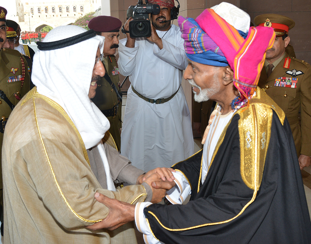 His Highness the Amir Sheikh Sabah Al-Ahmad Al-Jaber Al-Sabah arrives in Oman