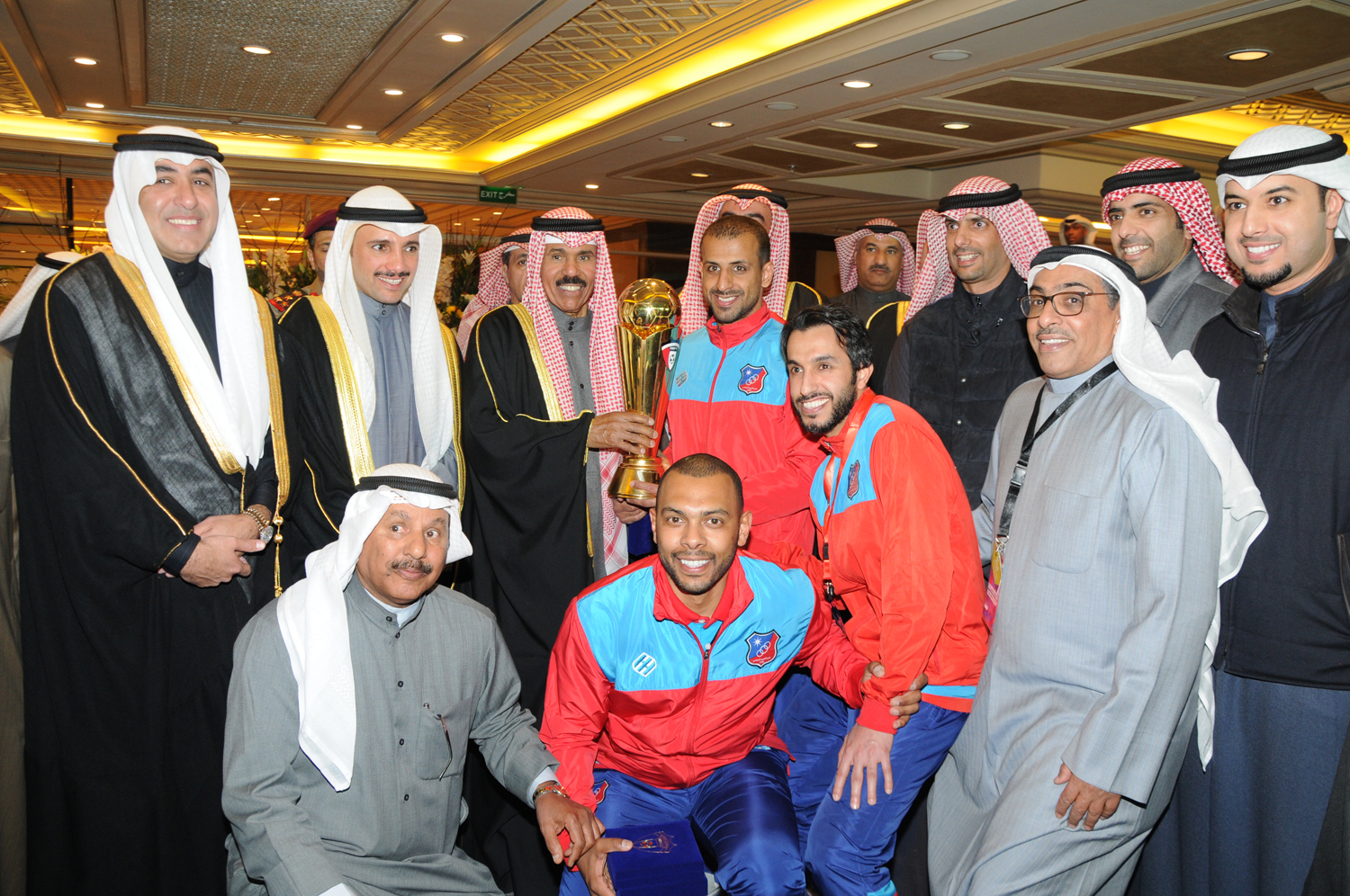 His Highness the Deputy Amir and Crown Prince Sheikh Nawaf Al-Ahmad Al-Jaber Al-Sabah during honoring the Kuwait team