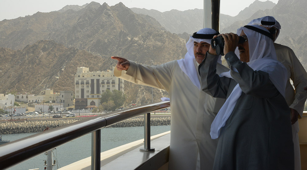 His Highness the Amir Sheikh Sabah Al-Ahmad Al-Jaber Al-Sabah during his sea journey