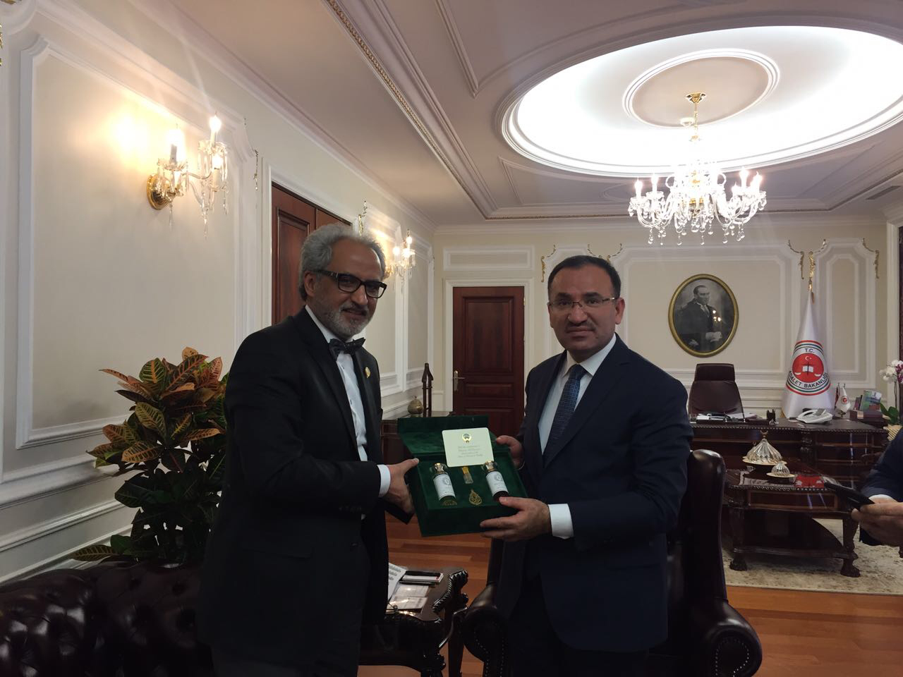 Kuwaiti Ambassador in Turkey Ghassan Al-Zawawi and Turkish Minister of Justice Bekir Bozdag