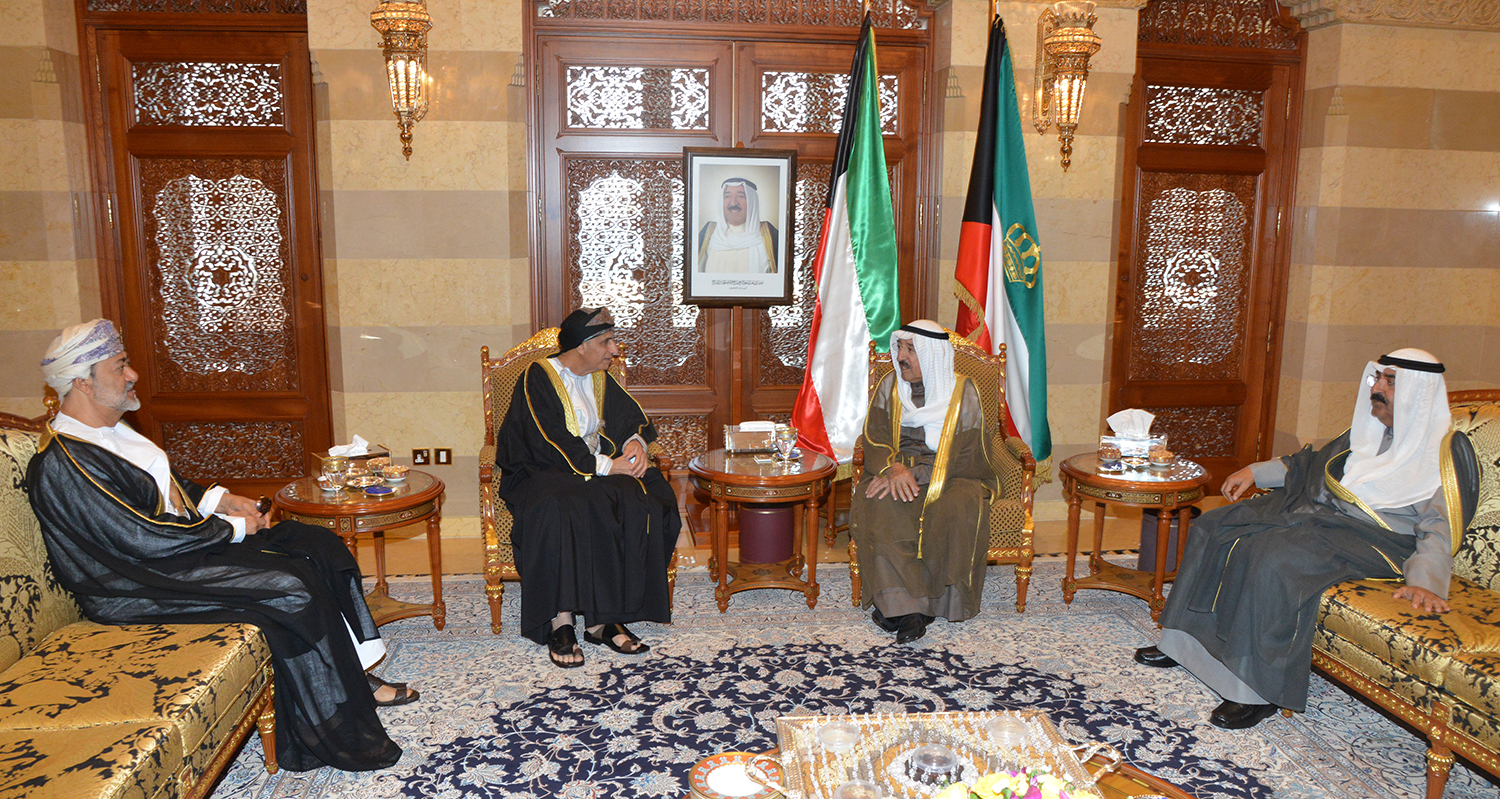 His Highness the Amir Sheikh Sabah Al-Ahmad Al-Jaber Al-Sabah during his departure from Muscat