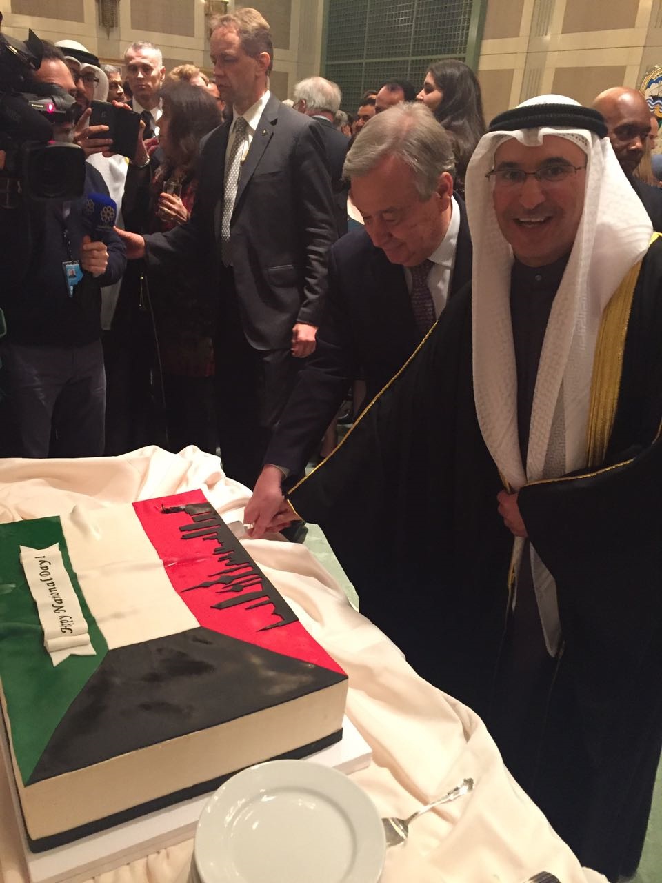 Kuwait Permanent Representative to the UN Ambassador Mansour Al-Otaibi hosted a large reception for diplomats commemorating the country's 56th National Day, the 26th liberation day and the 11th