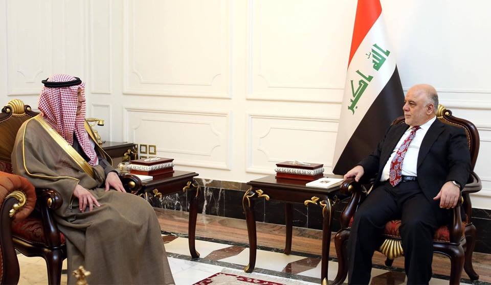 Iraqi Prime Minister Haider Al-Abadi meets with Saudi Foreign Minister Adel Al-Jubeir