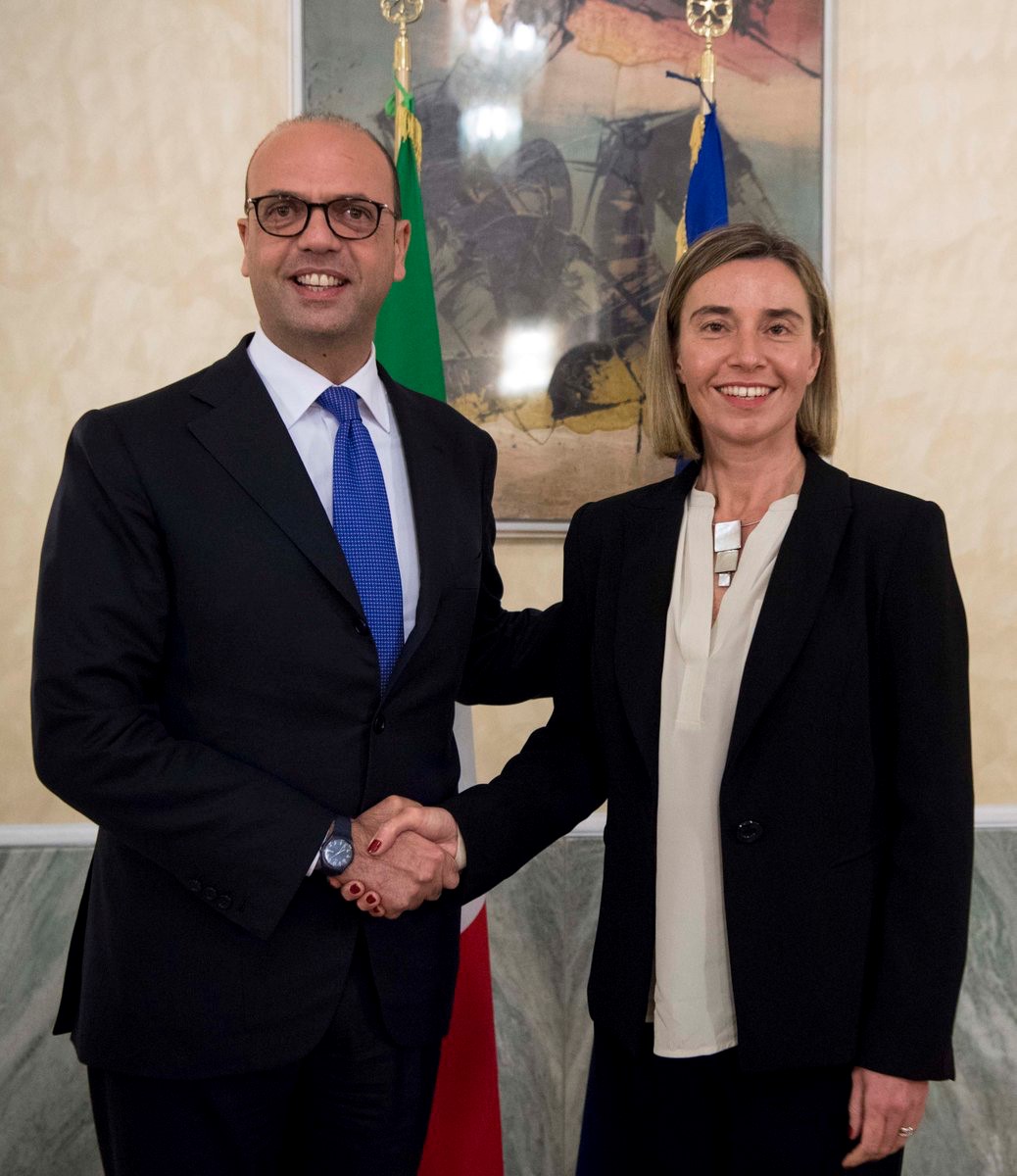 High Representative of the Union for Foreign Affairs and Security Policy Federica Mogherini with Italian Minister of Foreign Affairs and International Cooperation Angelino Alfano