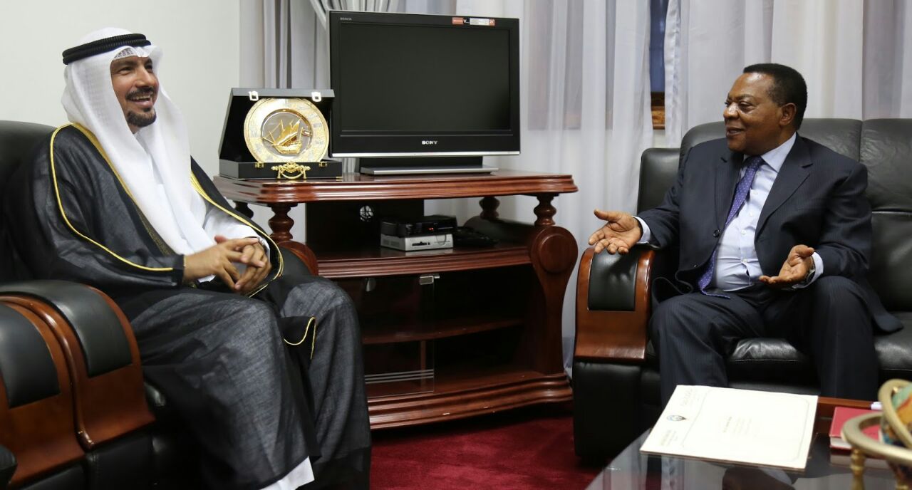 Kuwaiti Ambassador to Tanzania, Jassem Al-Najem with Tanzanian Foreign Minister Augustine Mahiga