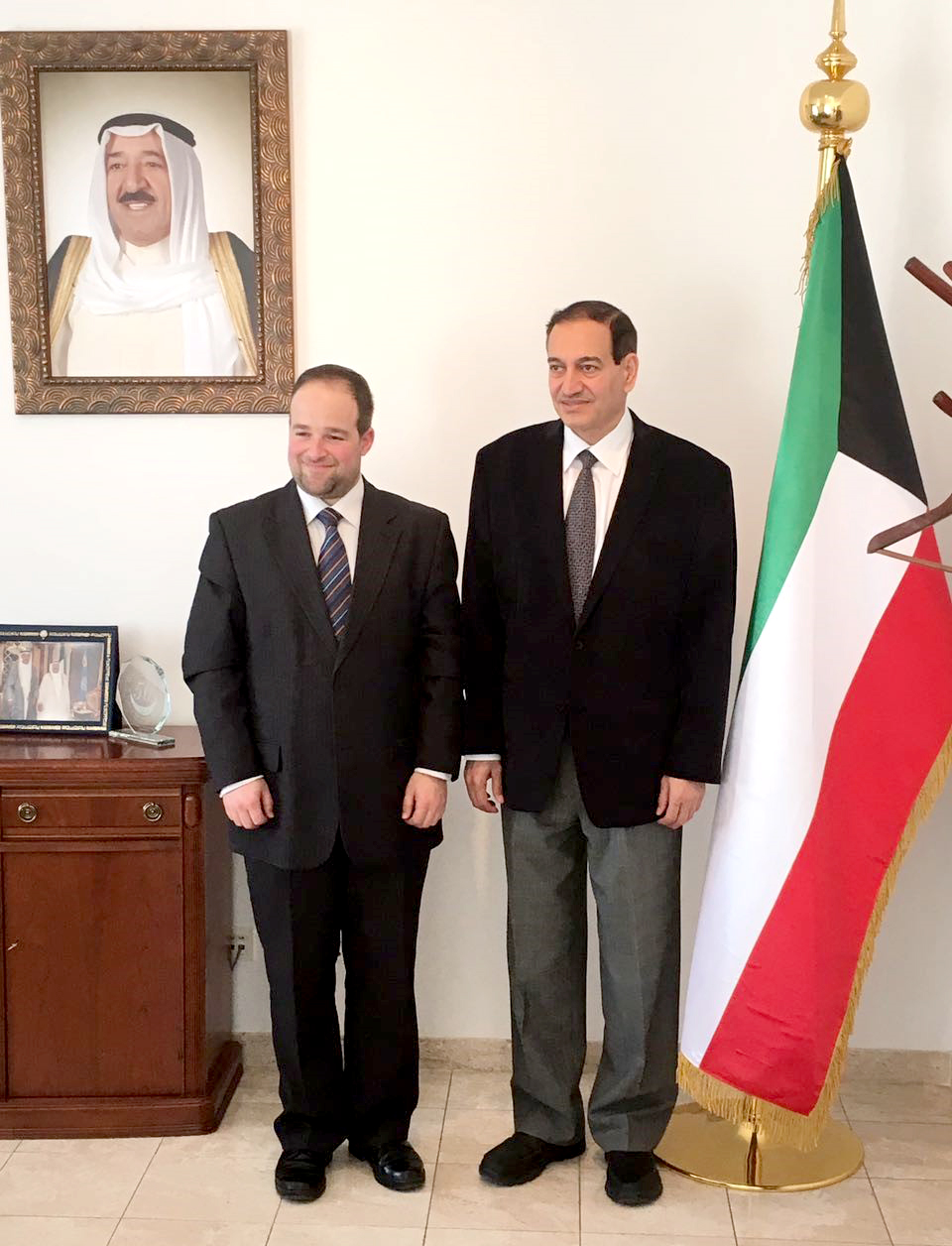 Kuwait Ambassador to Hungary Dr. Hamad Borhama met presentative of the Hungarian National Trading House Office in Kuwait Galambos Tamas