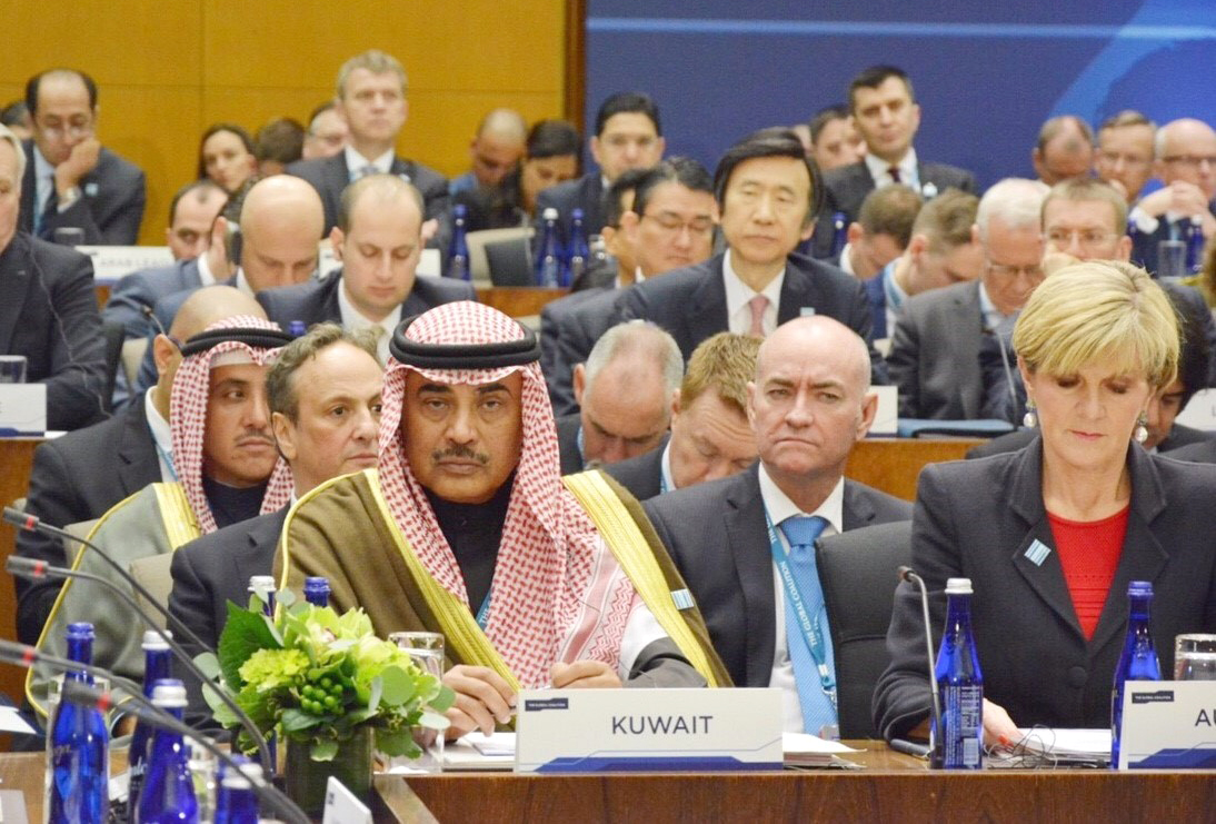 Kuwait's First Deputy Prime Minister and Minister of Foreign Affairs Sheikh Sabah Al-Khaled Al-Hamad Al-Sabah during headed the Kuwaiti delegation