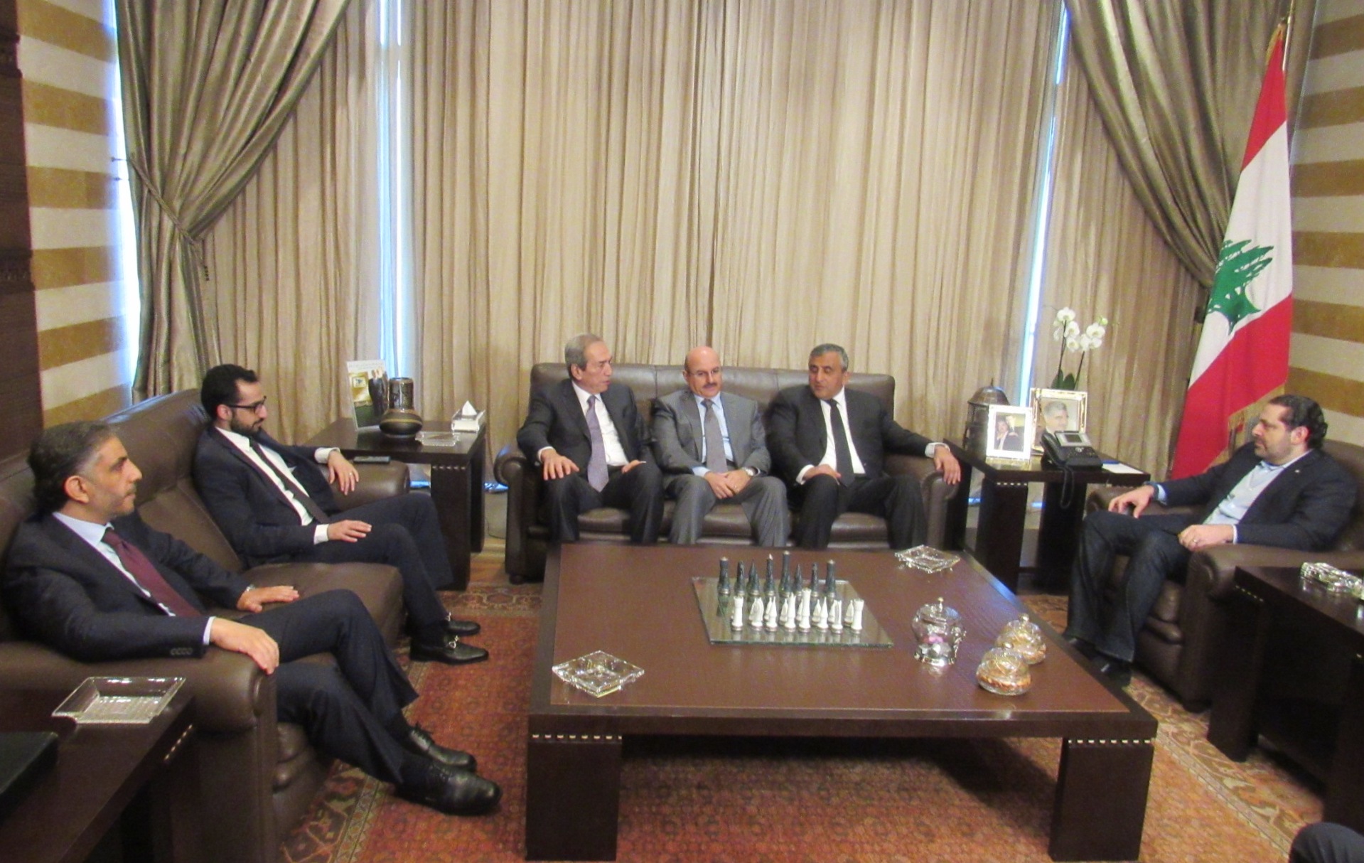 Director General of the Kuwait Fund for Arab Economic Development (KFAED) Abdulwahab A. Al-Bader meets with Lebanese Prime Minister Saad Al-Hariri