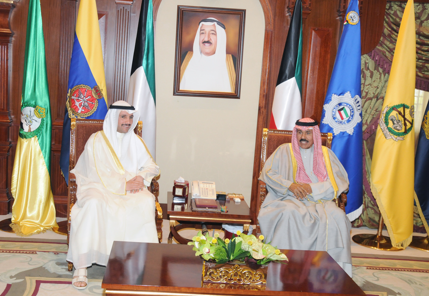 His Highness the Crown Prince Sheikh Nawaf Al-Ahmad Al-Jaber Al-Sabah received National Assembly Speaker Marzouq Ali Al-Ghanim