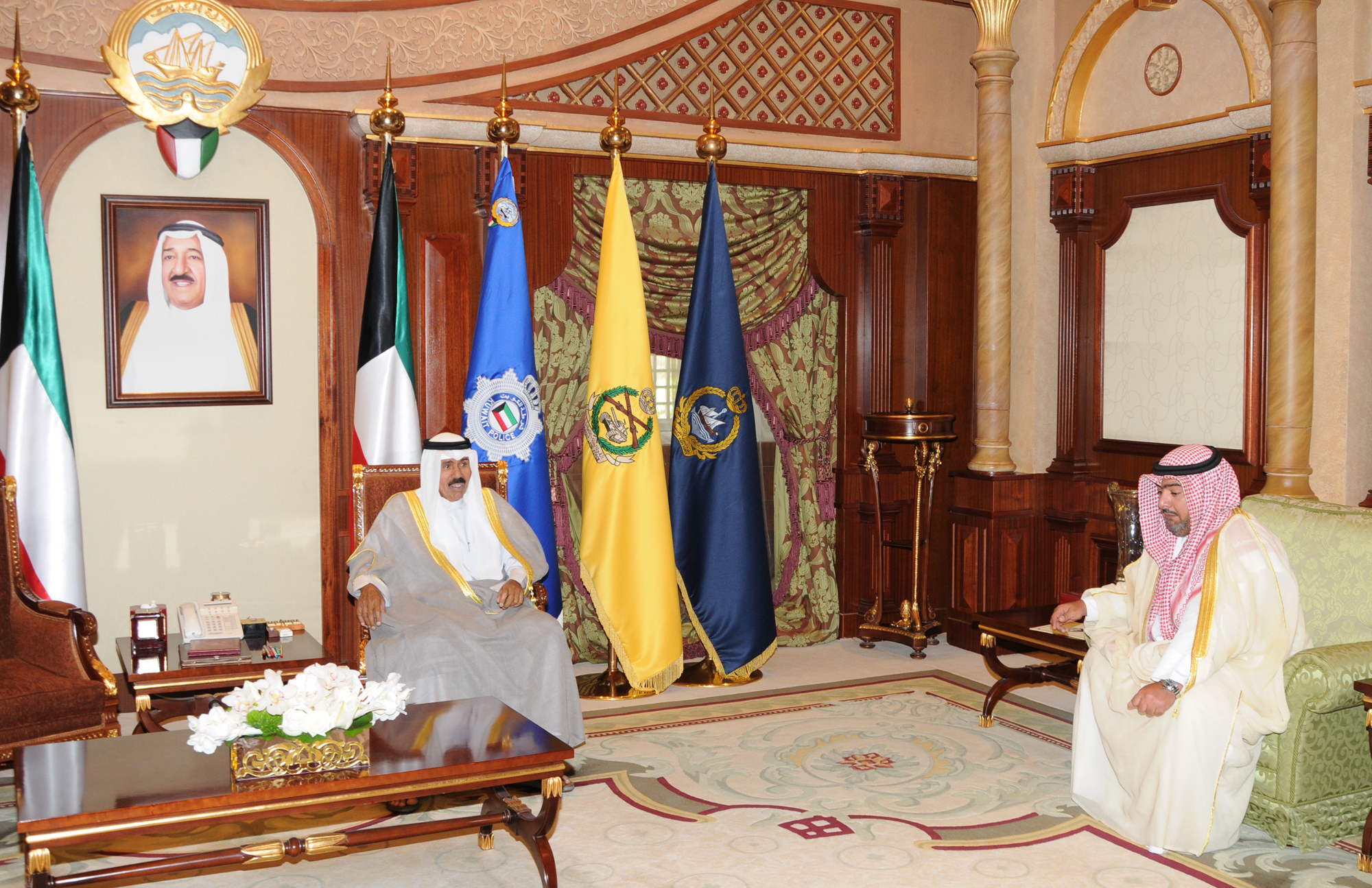 His Highness the Crown Prince Sheikh Nawaf Al-Ahmad Al-Jaber Al-Sabah received Chairman of the National Security Apparatus (NSA) Sheikh Thamer Ali Sabah Al-Salem Al-Sabah