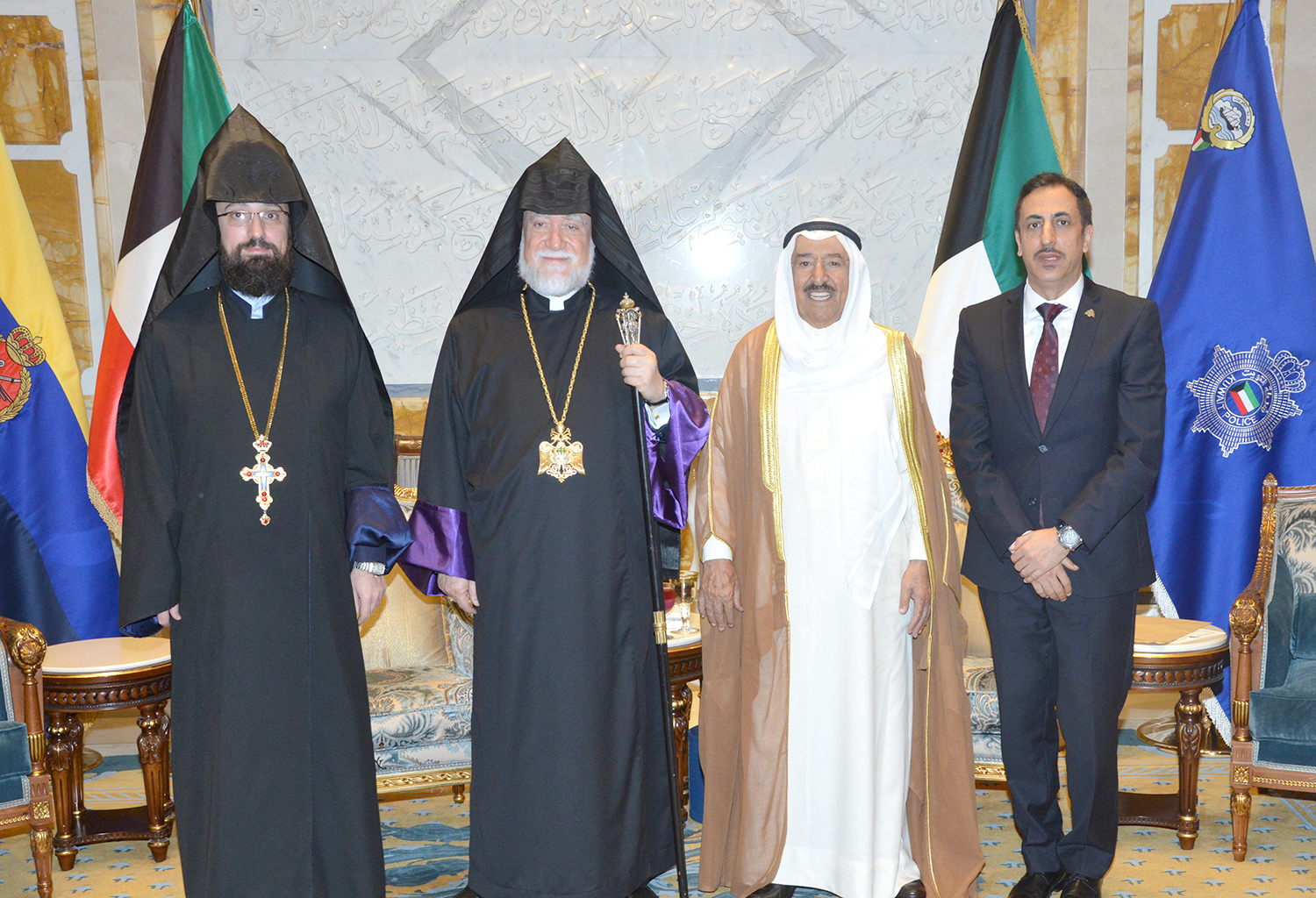His Highness the Amir Sheikh Sabah Al-Ahmad Al-Jaber Al-Sabah receives Catholicos of the Armenian Apostolic Church Aram I