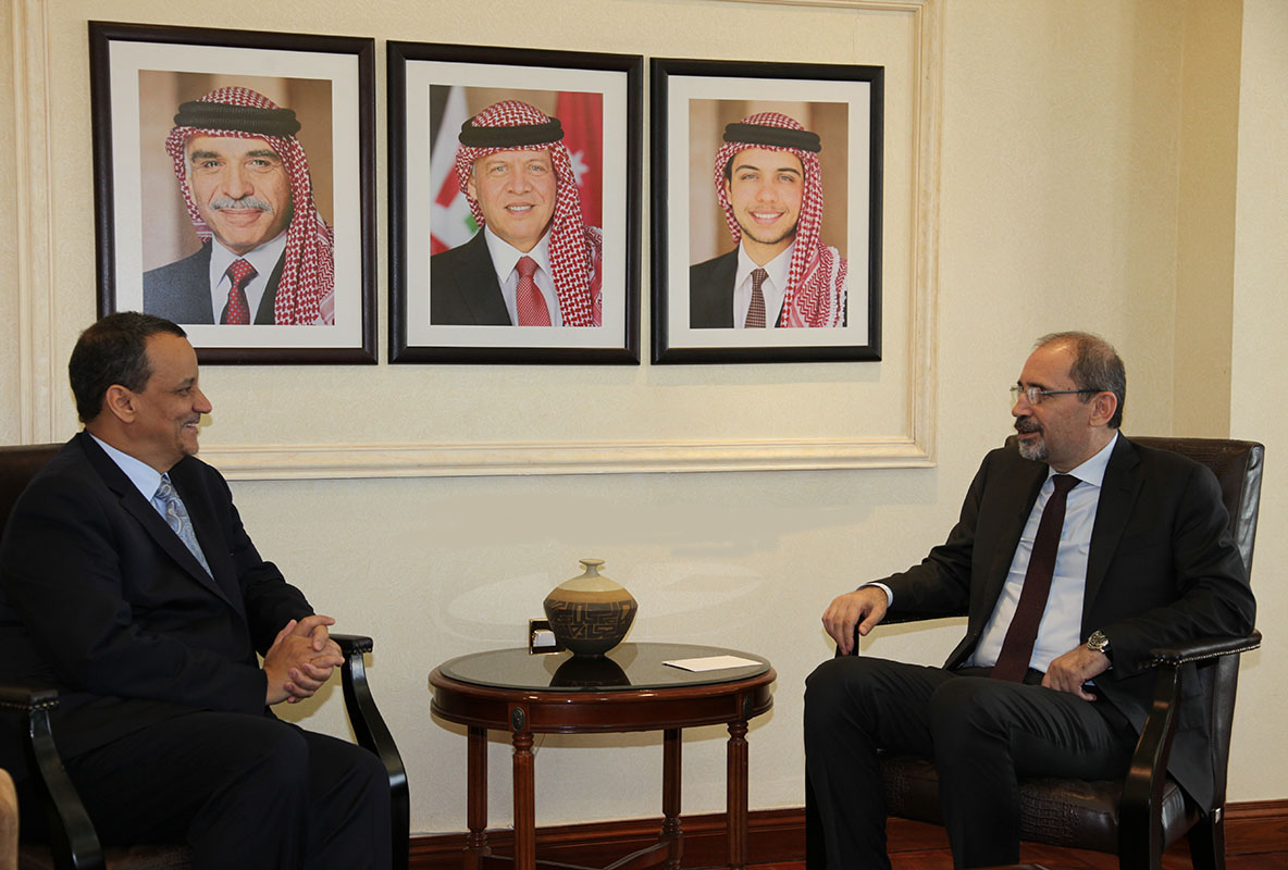 The UN special envoy for Yemen Ismail Ould Sheikh Ahmad meets with Jordanian Foreign Minister Ayman Al-Safadi