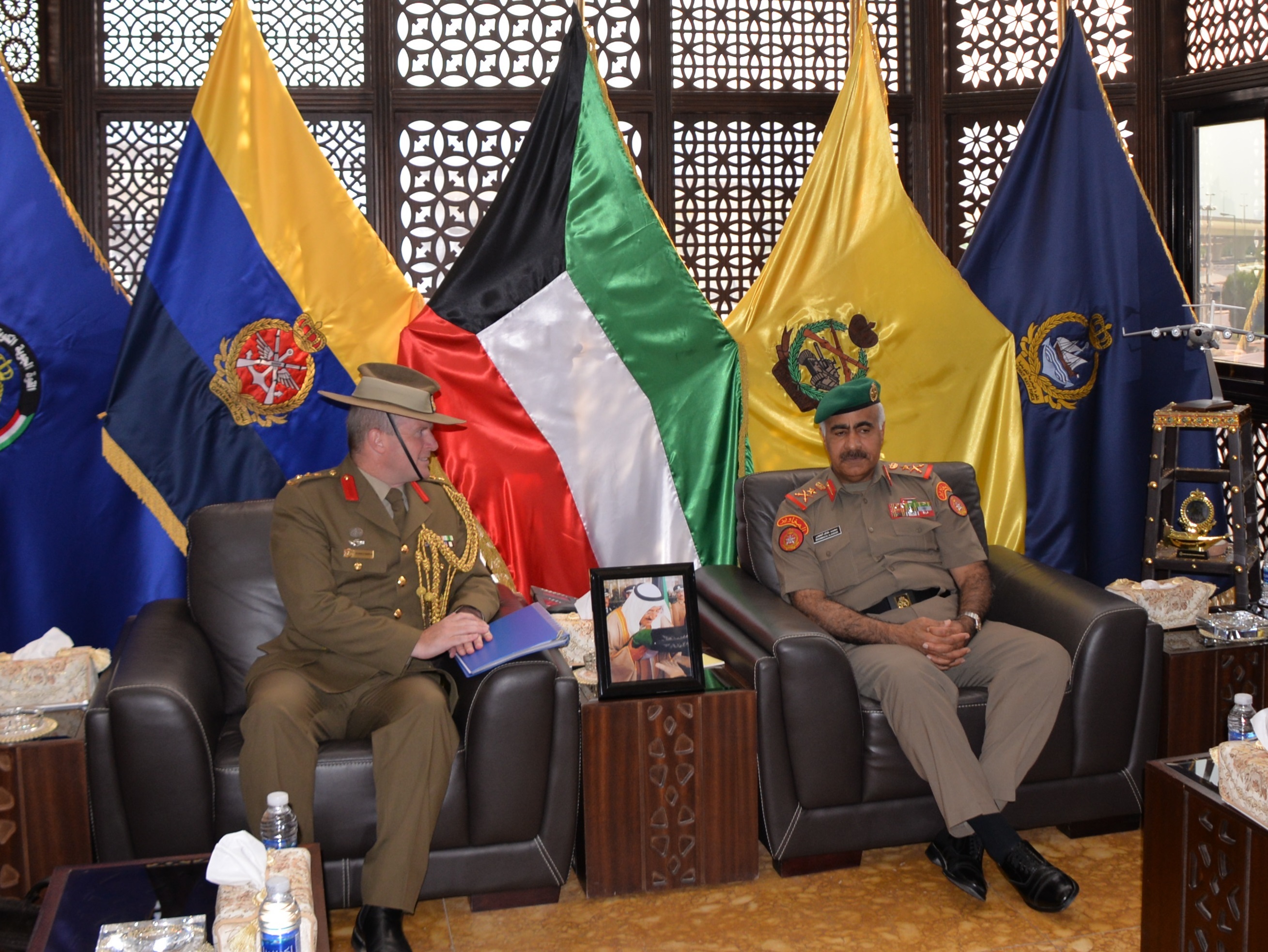 Chief of General Staff of Kuwait's Armed Forces Lt Gen Mohammed Al-Khider meets with Australian Defense Attache to Saudi Arabia, Col Brad Robertson