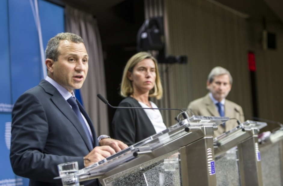 EU High Representative Federica Mogherini during the joint press conference with the Lebanese foreign minister Affairs Gebran Bassil