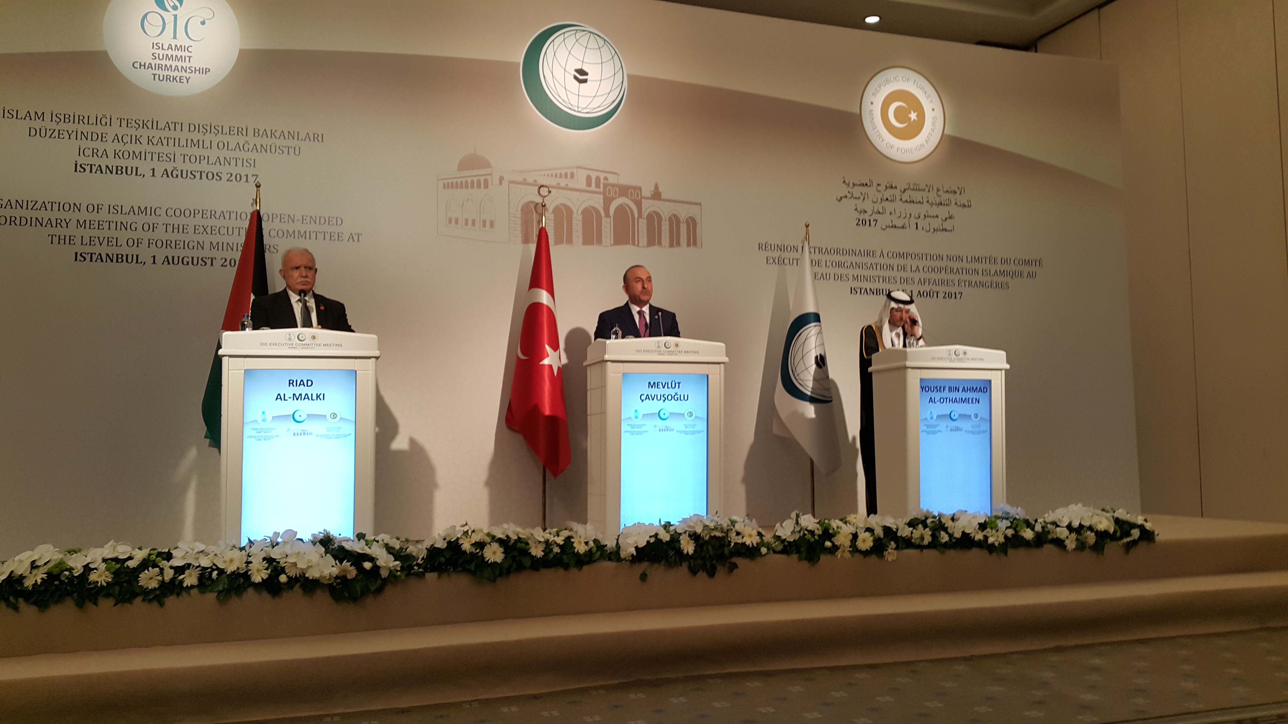 The joint press conference by the Turkish foreign minister and the OIC chief
