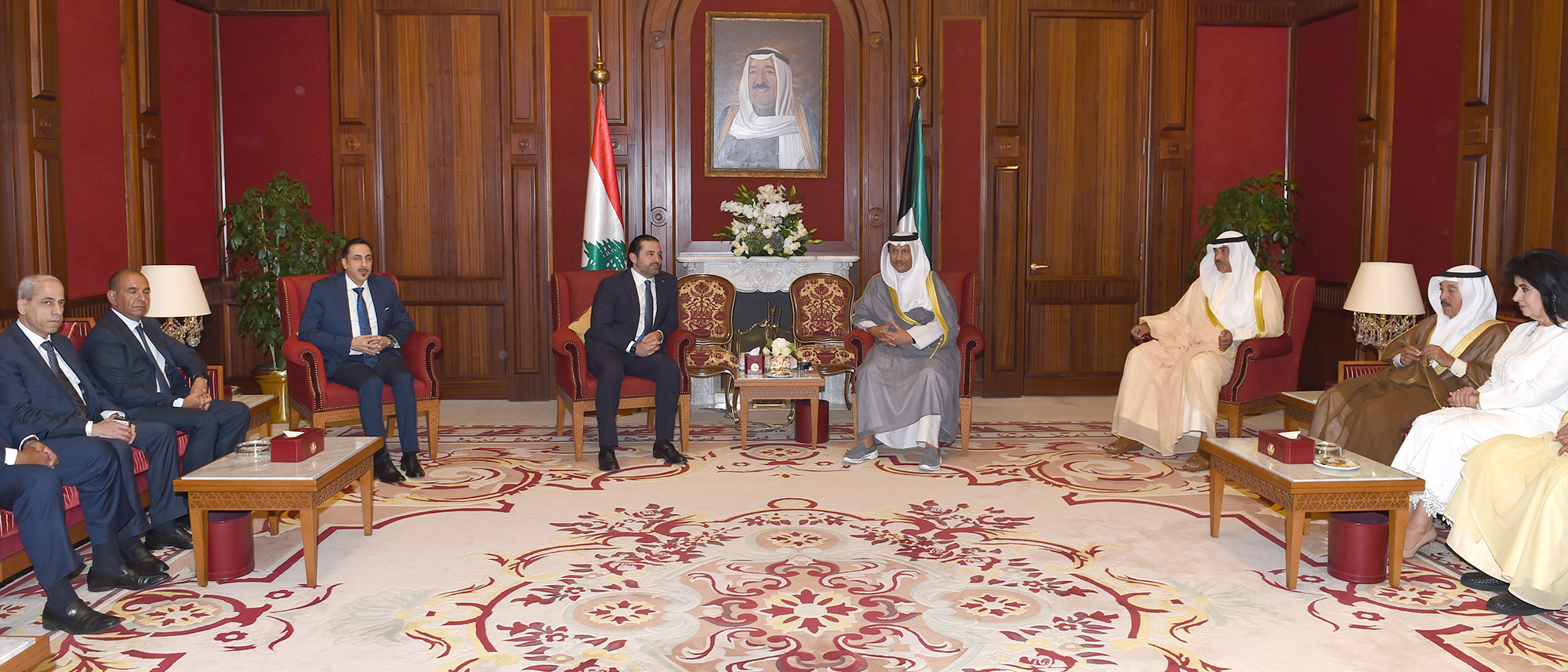 His Highness the Prime Minister Sheikh Jaber Al-Mubarak Al-Hamad Al-Sabah met with visiting Lebanese Prime Minister Saad Al-Hariri