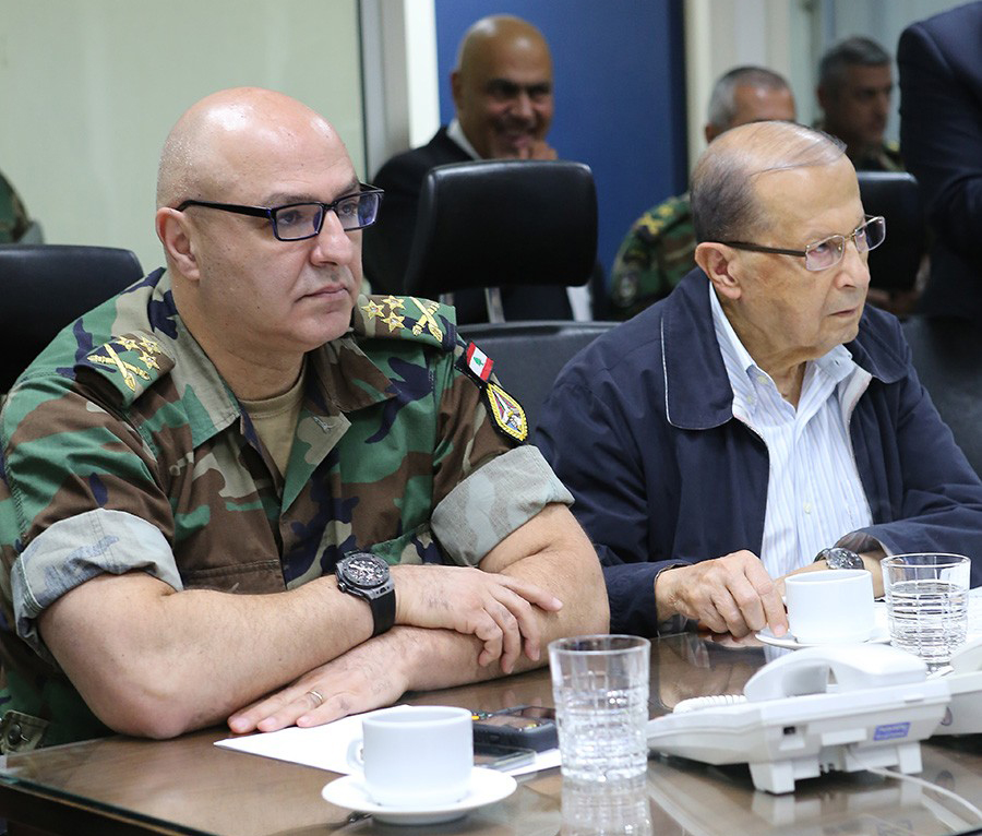 Lebanese President Michel Aoun and Army Commander General Joseph Aoun