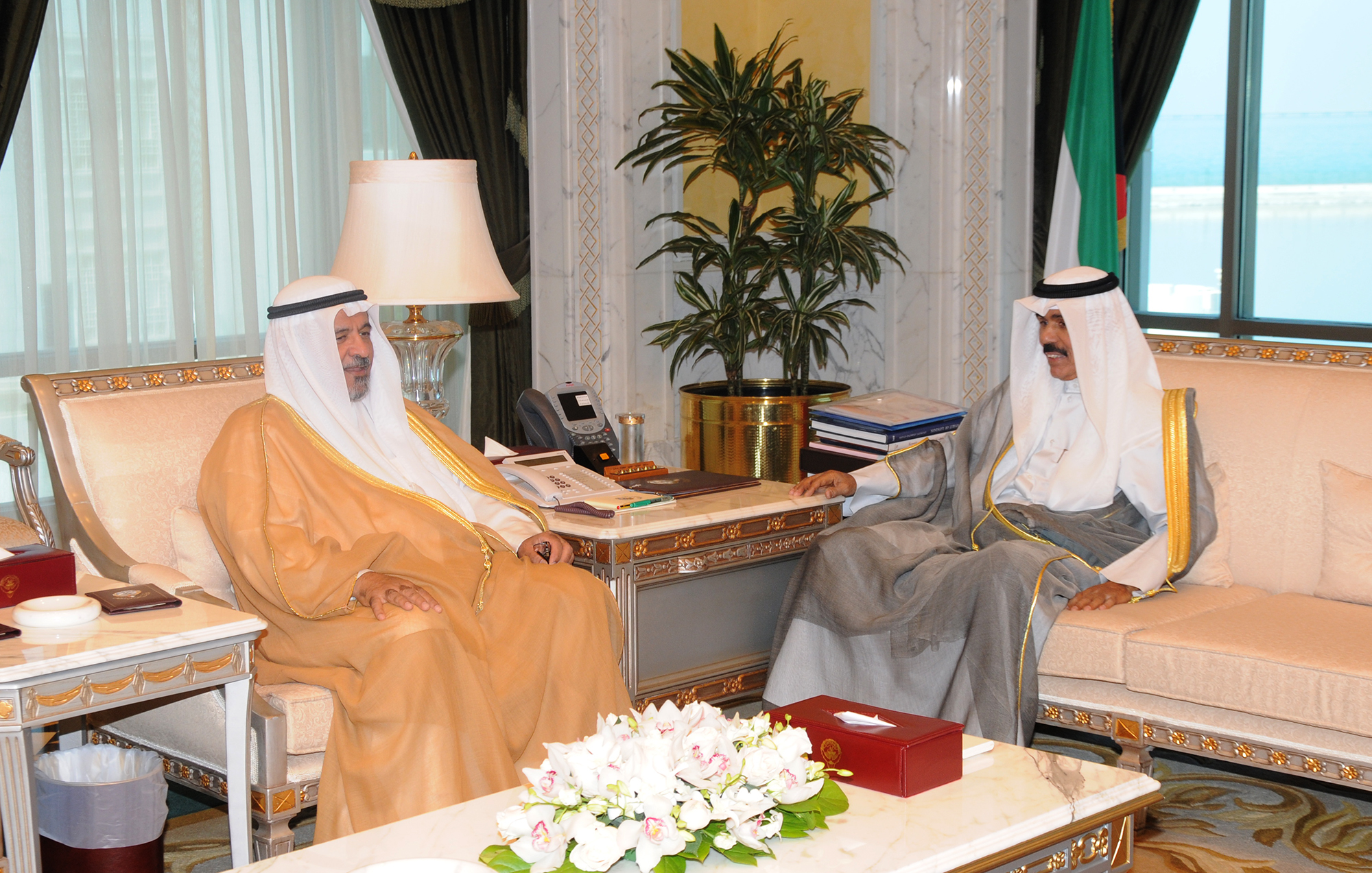 His Highness the Crown Prince Sheikh Nawaf Al-Ahmad Al-Jaber Al-Sabah meets Ahmad Khaled Al-Kulaib
