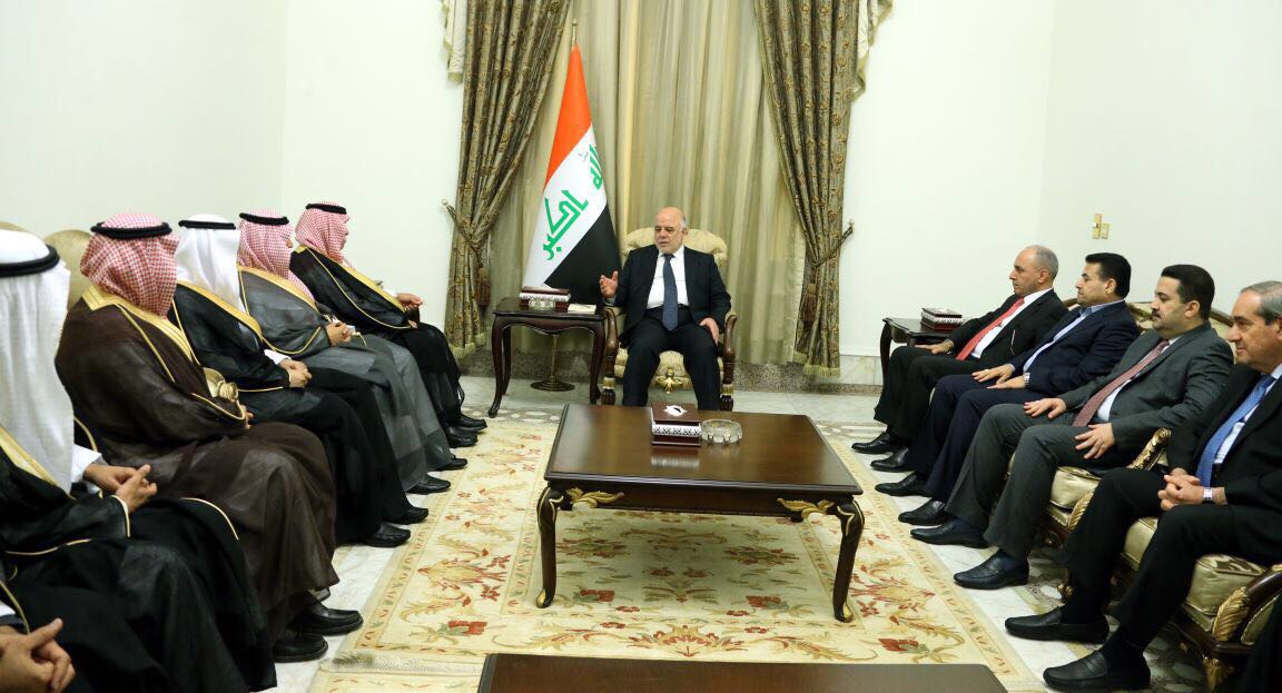 Iraq's Prime Minister Haidar Al-Abadi meets with Saudi Arabia's Minister of Commerce and Investment Majed Al-Qasabi