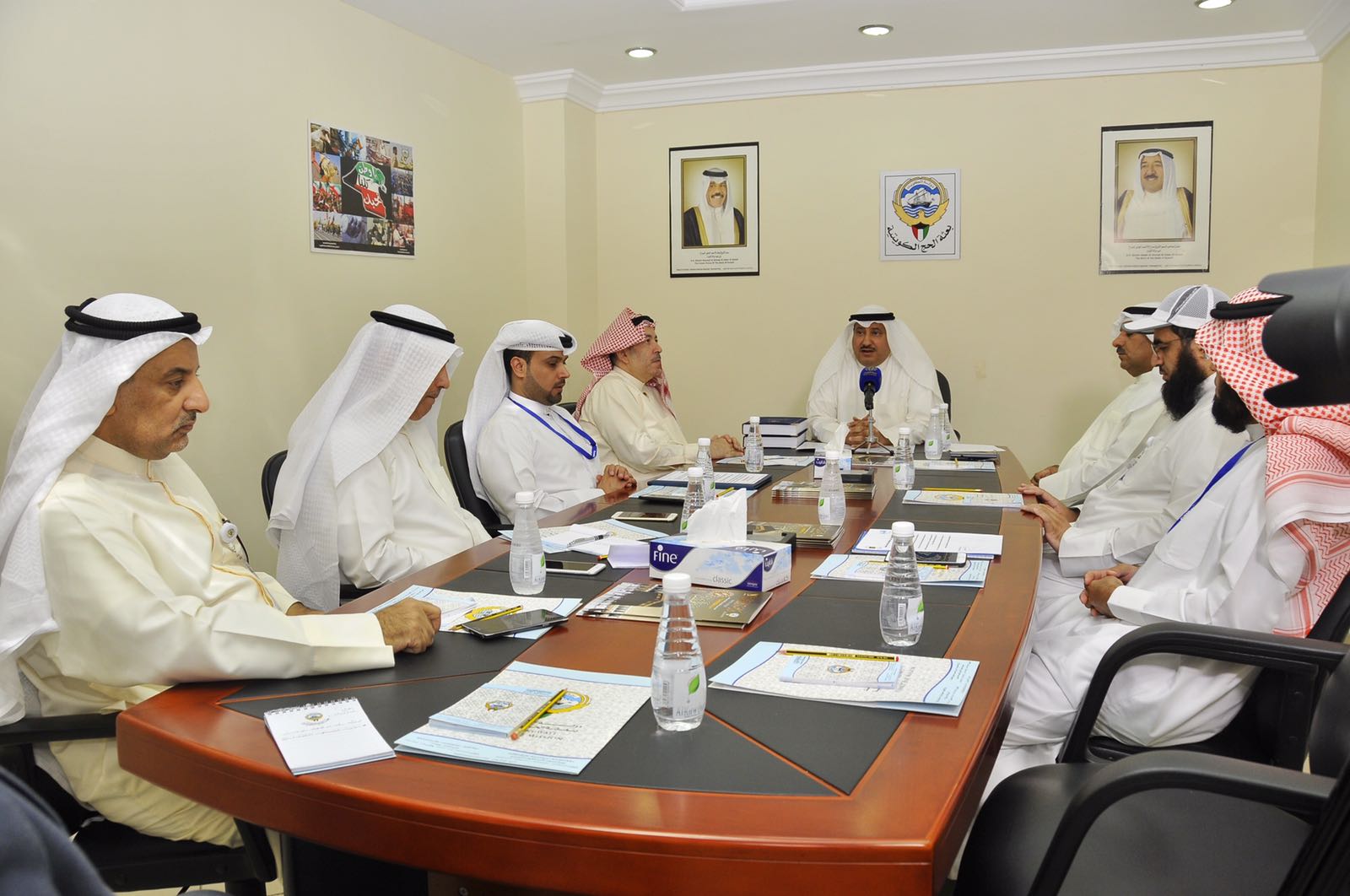 Head of the campaign Khlaif Al-Athena during the meeting with the bodies involved in Kuwait's Hajj campaign