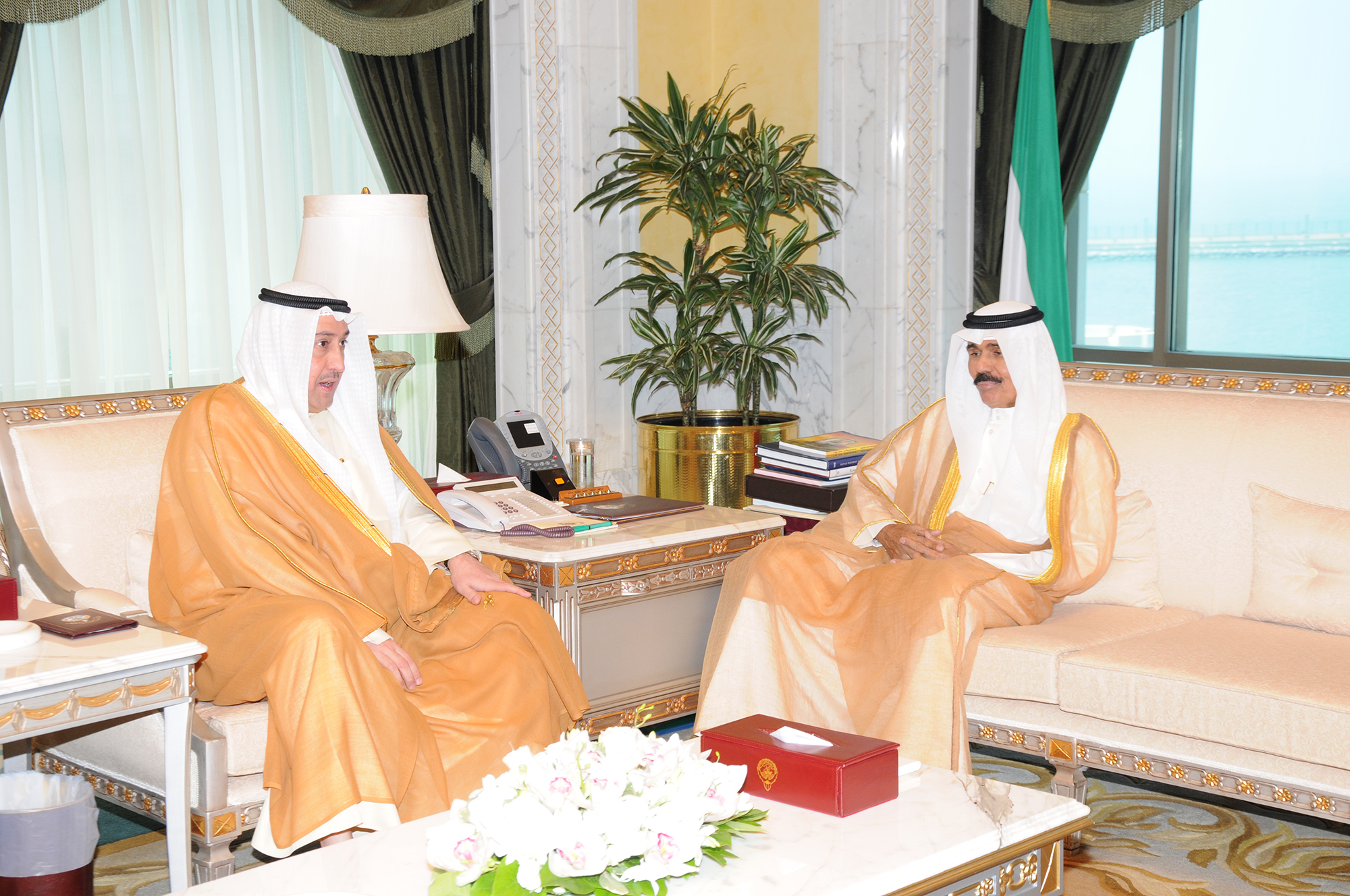 His Highness the Crown Prince Sheikh Nawaf Al-Ahmad Al-Jaber Al-Sabah received Farwaniya Governor Sheikh Faisal Al-Humoud Al-Malik Al-Sabah