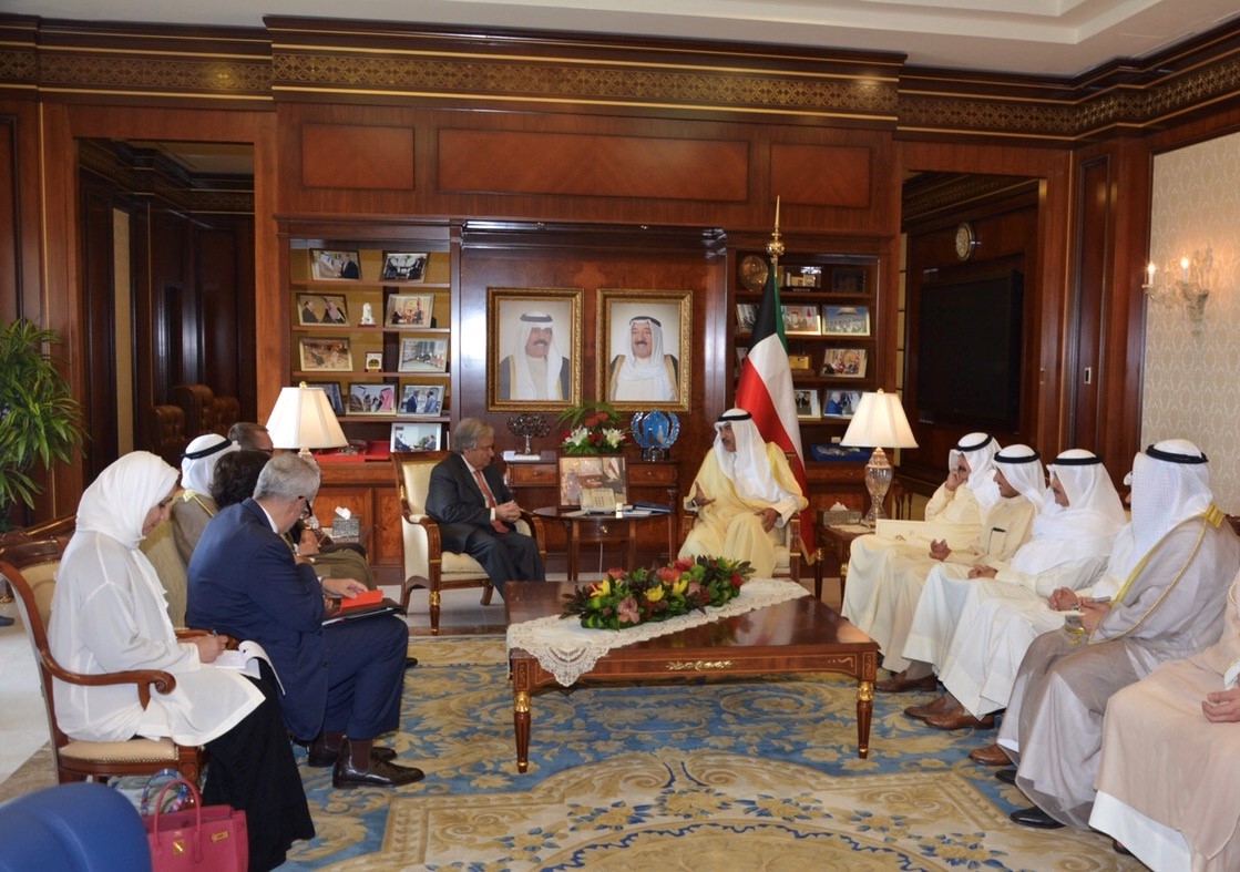 Kuwaiti First Deputy Prime Minister and Foreign Minister Sheikh Sabah Al-Khaled Al-Hamad Al-Sabah met United Nations Secretary General Antonio Guterres