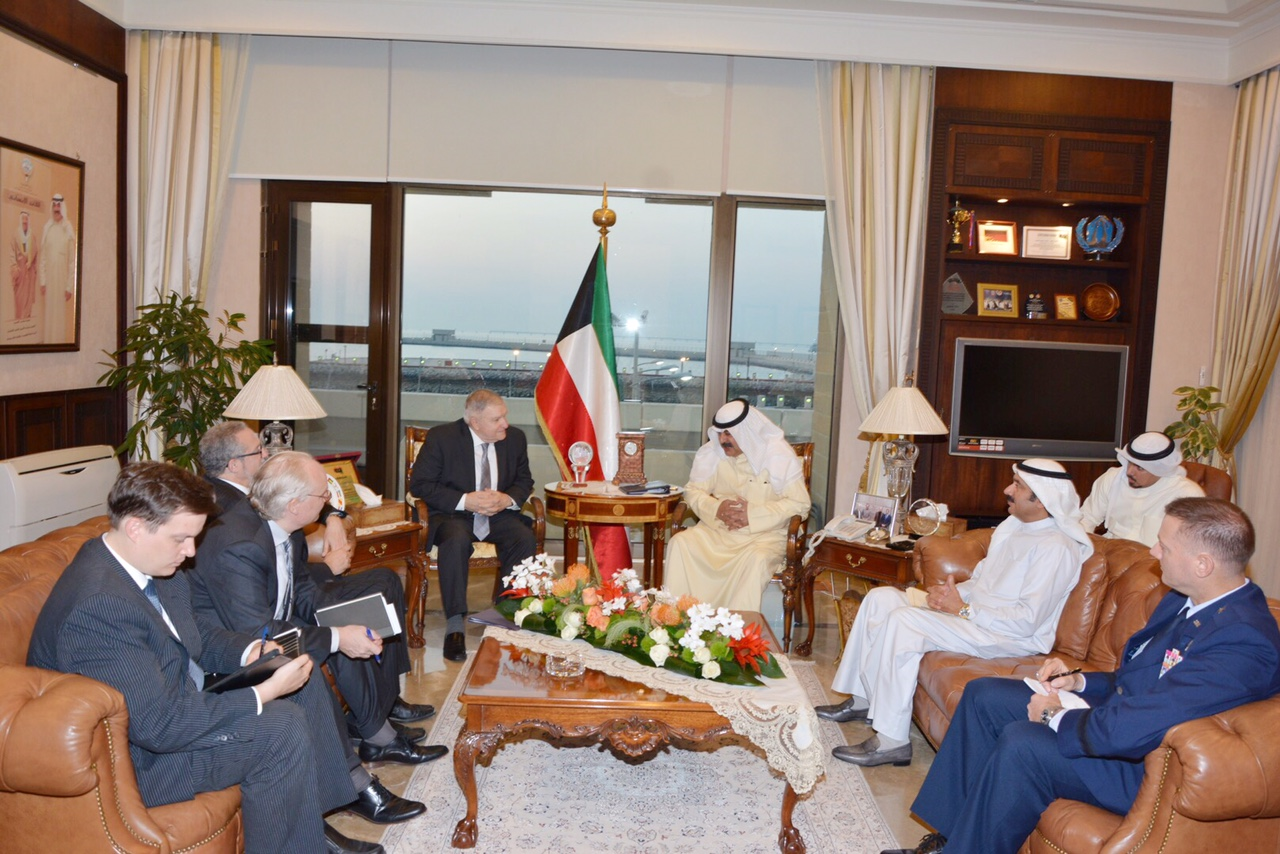 Kuwait's Deputy Foreign Minister Khaled Al-Jarallah meets Deputy Assistant State Secretary for Arab Gulf Affairs Tim Lenderking and retired US Marine Corps general and ex-CENTCOM Commander-in-Chief Anthony Zinni